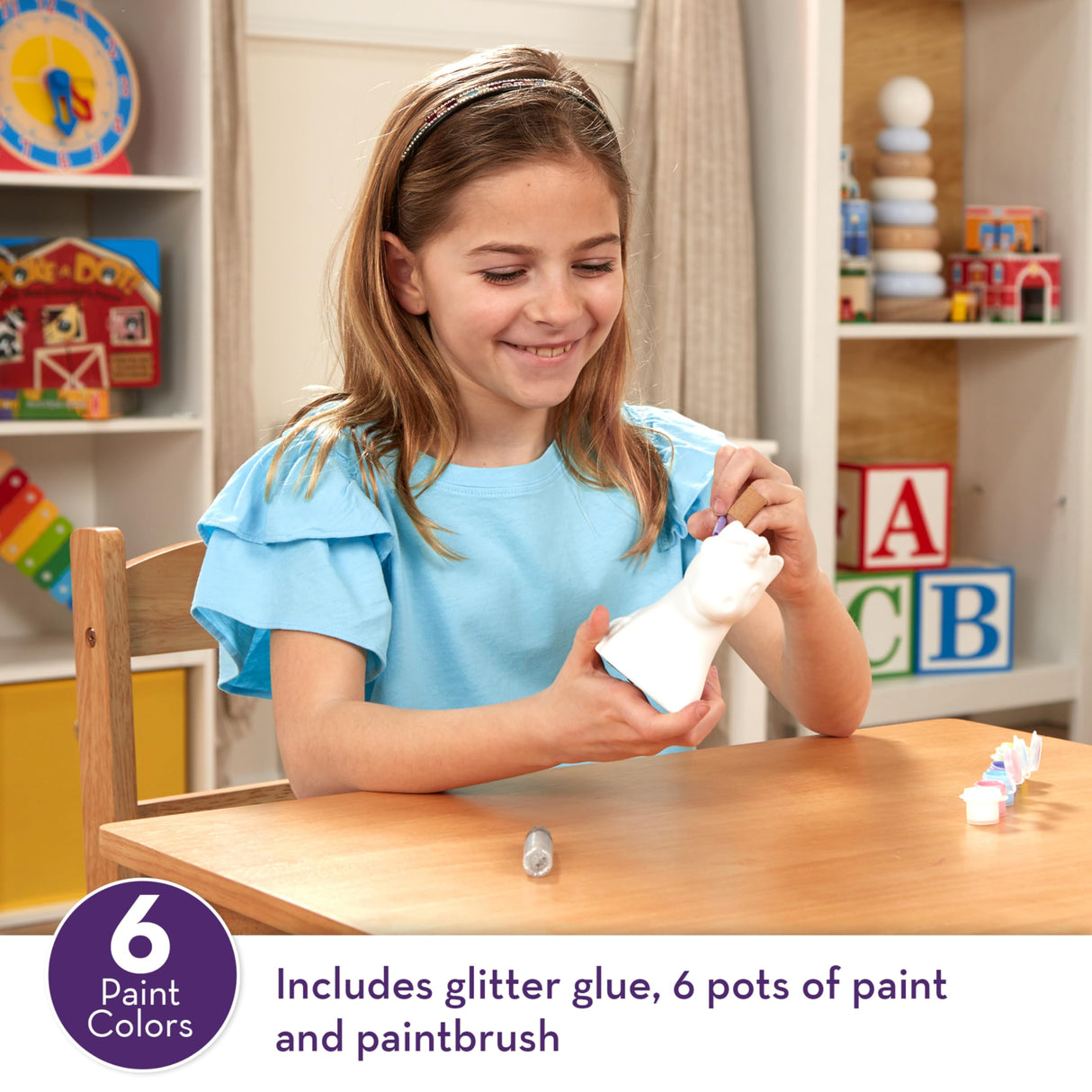 Melissa & Doug Created by Me! Decorate-Your-Own Unicorn Bank Craft Kit with 6 Pots of Paint, Glitter Glue, Paintbrush Melissa & Doug