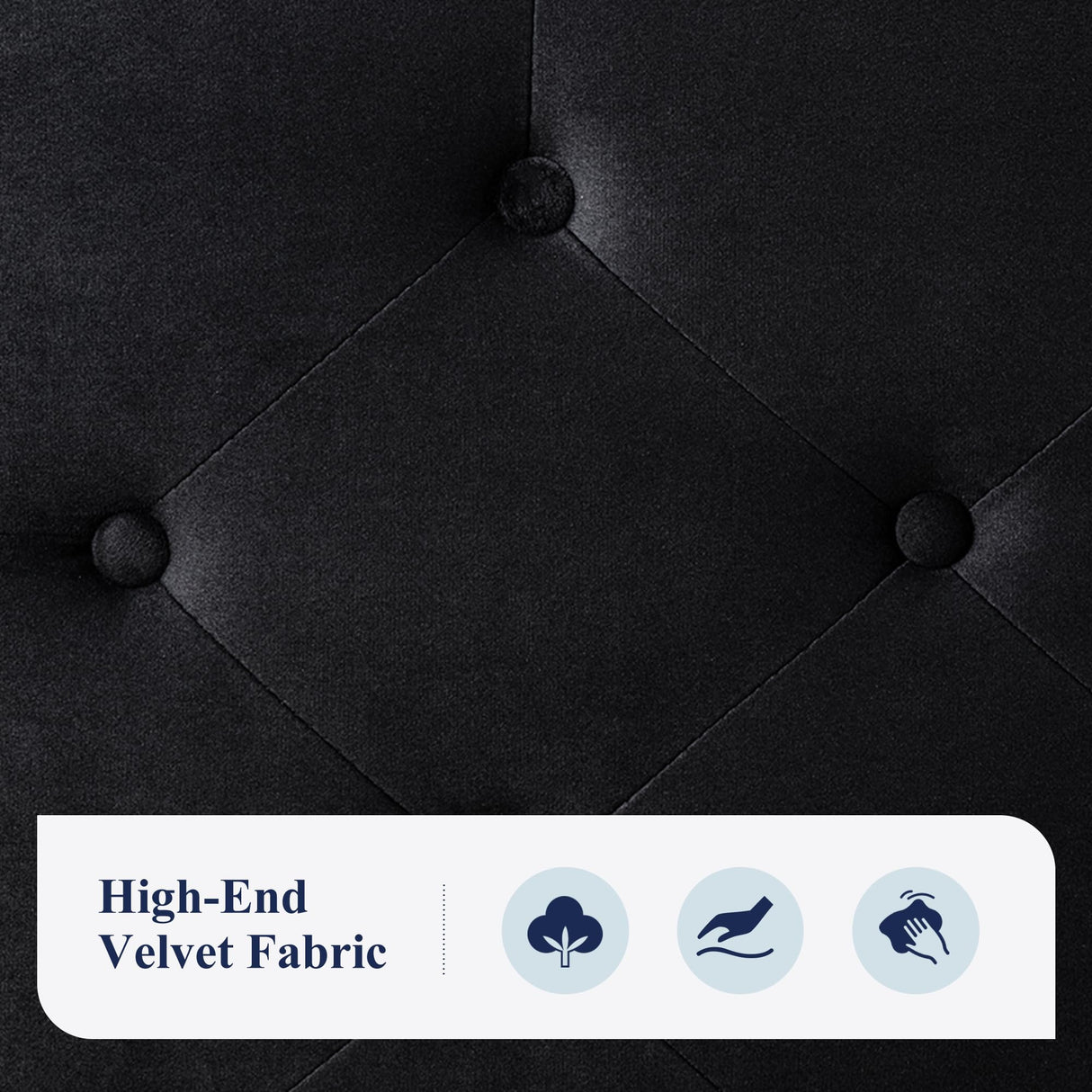 Allewie Full Size Bed Frame, Velvet Upholstered Platform Bed with Adjustable Diamond Button Tufted & Nailhead Trim Headboard, Wood Slat Support, Easy Assembly, No Box Spring Needed, Black Allewie