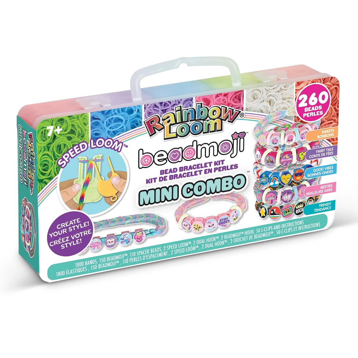 Rainbow Loom: Beadmoji Mini Combo - DIY Rubber Band & Bead Bracelet Kit - Includes 1800 Bands & 260 Beads, Design & Create, Ages 7+ Rainbow Loom