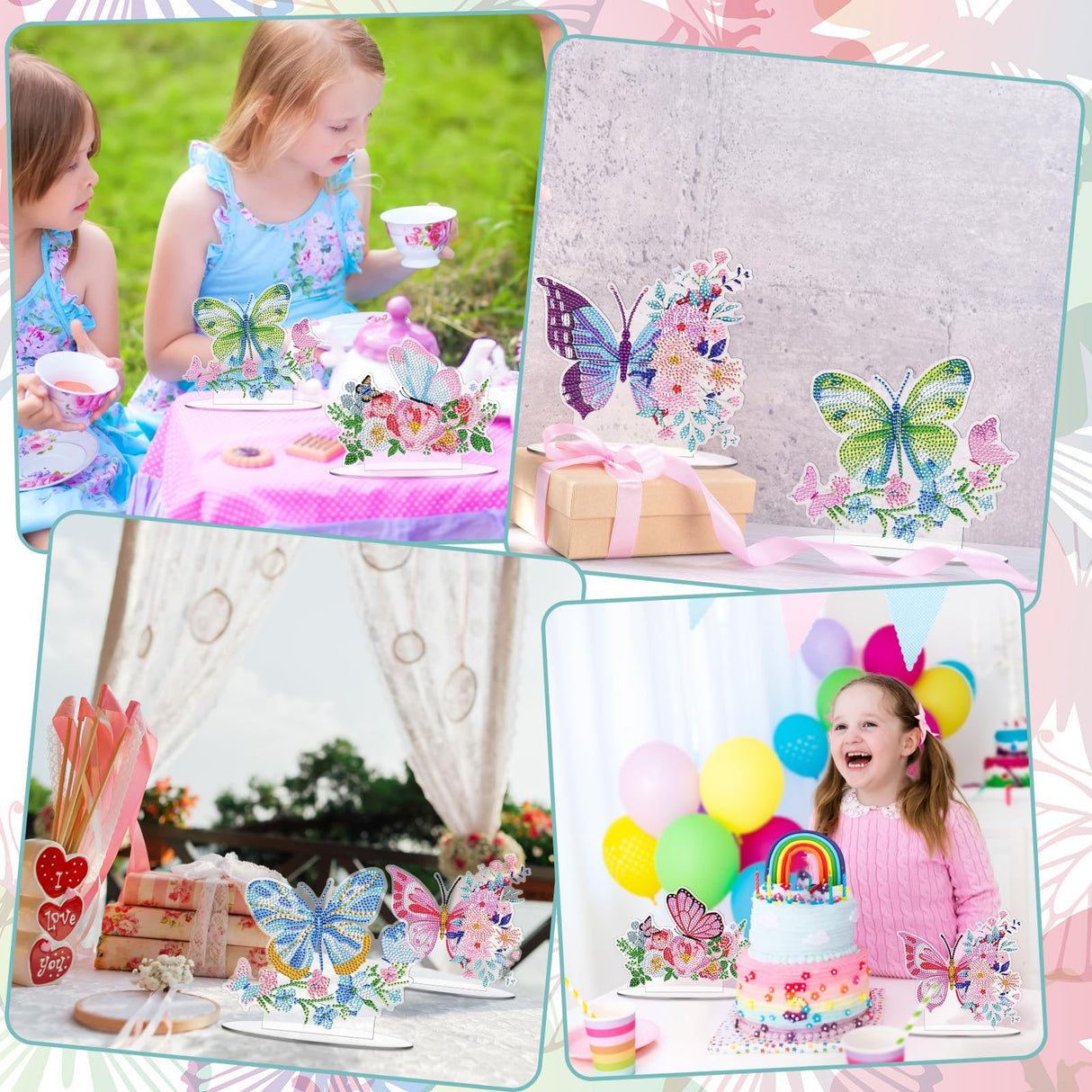 Janlaugh 3 Pcs Diamond Painting Butterfly Desktop Ornaments DIY Centerpieces for Tables 5d Double Sided Table Top Kits for Spring Summer Decor Janlaugh