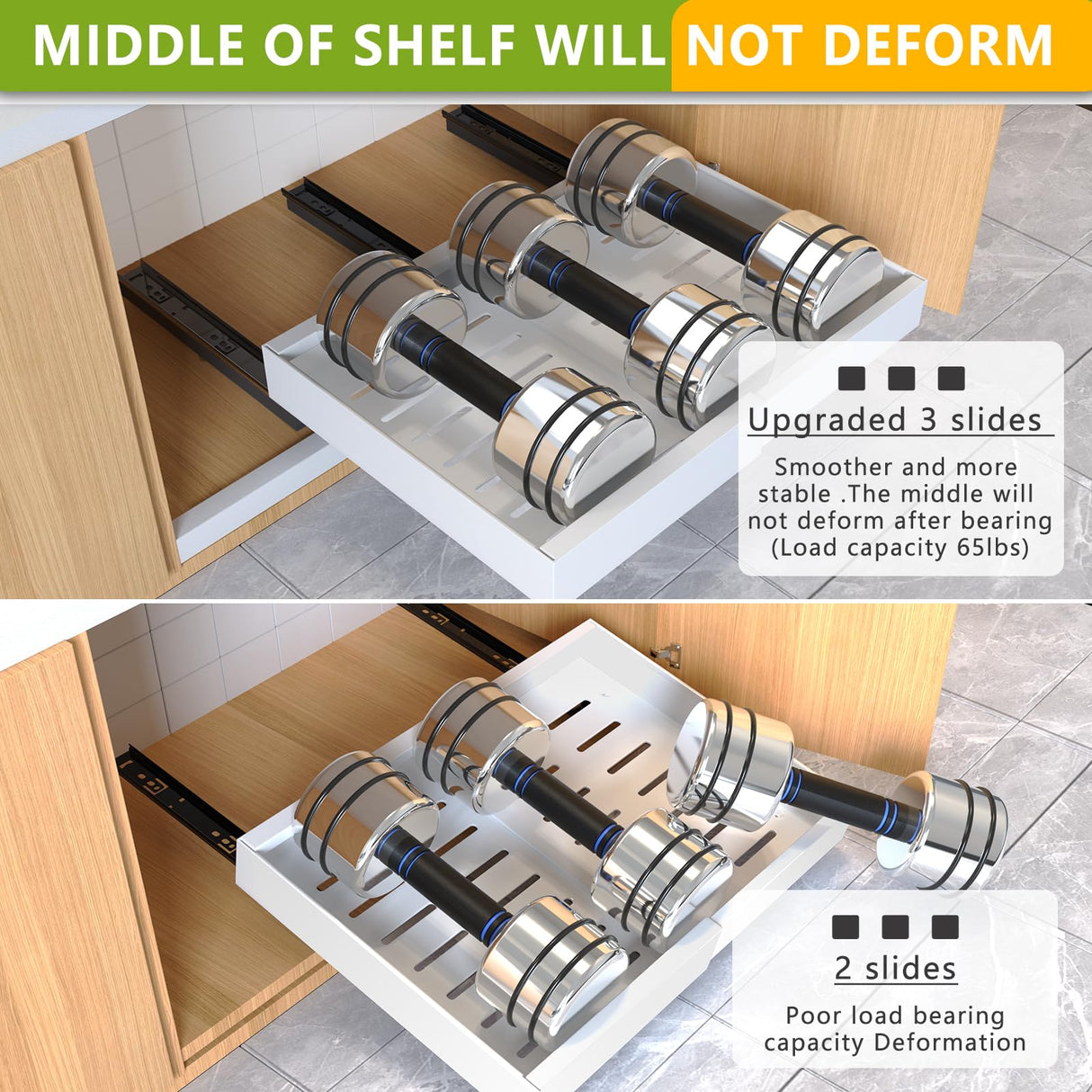 2 Pack Pull Out Cabinet Organizer 21" Deep Expandable Slide Out Drawer Organizers,No Drill Pull Out Drawers Adhesive with Nano Compatible Framed Cabinets Shelves For Kitchen Pantry Adjustable Width Mlinavn