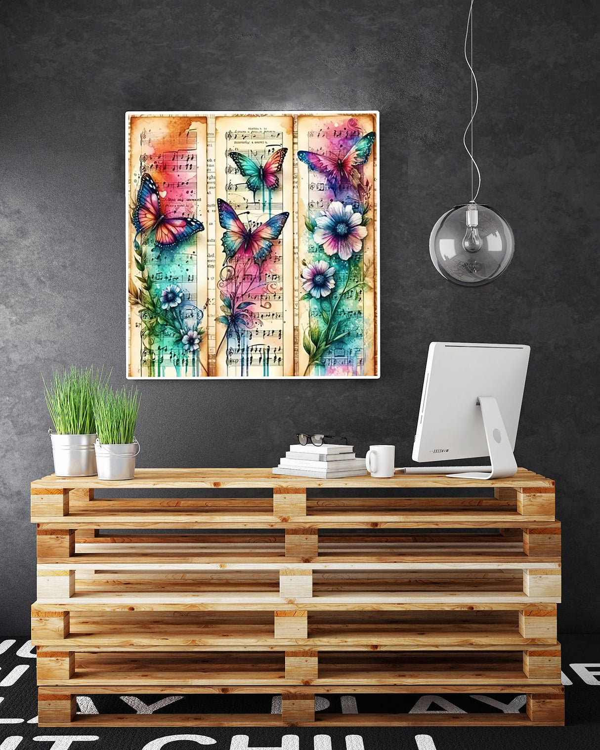 5D Butterfly Diamond Painting Kits for Adults Beginners,DIY Musical Score Diamond Art,Full Round Drill Diamond Dot Gem Art Kits,Home Wall Decor 14x14 Inch AREOPNMG