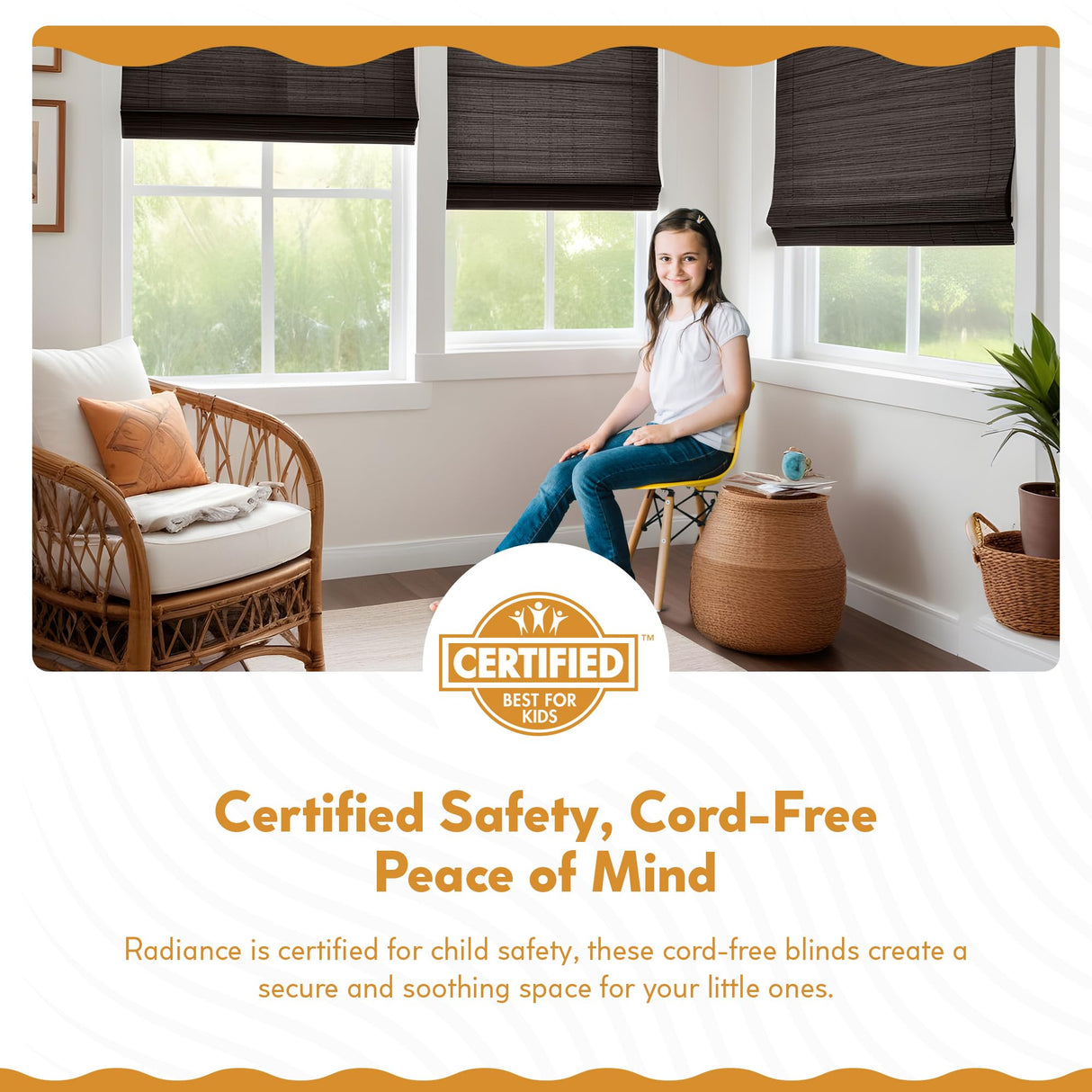 Radiance Cordless Bamboo Roman Shades for Windows - Flatweave Bamboo Blinds for Reduce Bright Light - Easy to Lift & Fold Up Window Shades - Espresso - 39 in. W x 64 in. L - (2208840E) Radiance