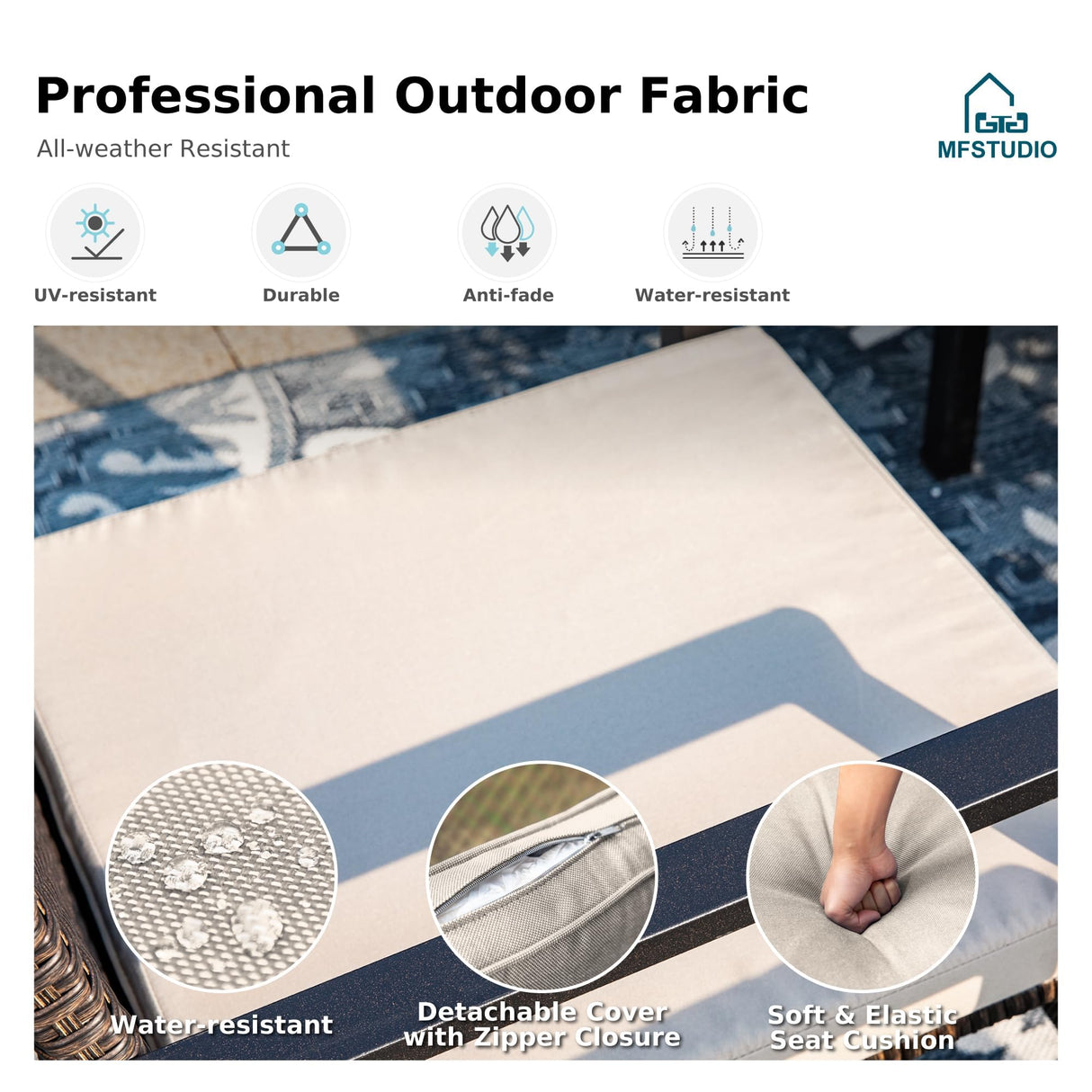 MFSTUDIO 9 Pieces Patio Dining Set, Patio Table and Chairs for 8, Outdoor Expandable Metal Table & Chairs with Cushions, Outdoor Rattan Dining Furniture Set for 8, Deck, Porch MFSTUDIO