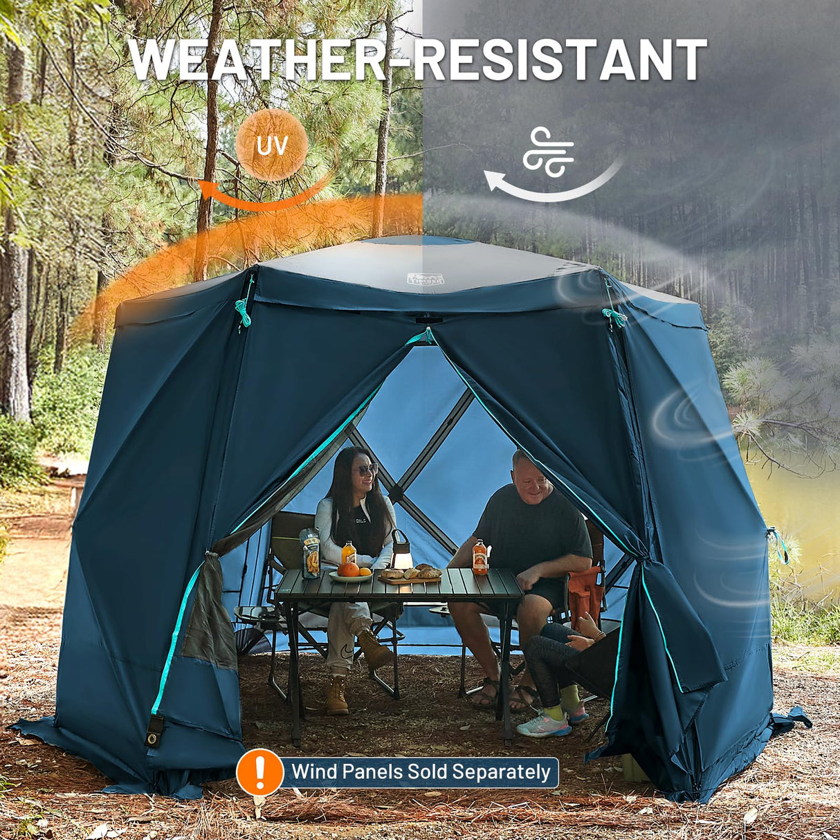 Timber Ridge 12 x 11ft Pop Up Gazebo, Portable Instant Screen House with Netting, Easy 60-Second Set-Up, Fits 6 People, Ideal for Camping, Backyard, Patio, Tailgating, Picnics TIMBER RIDGE