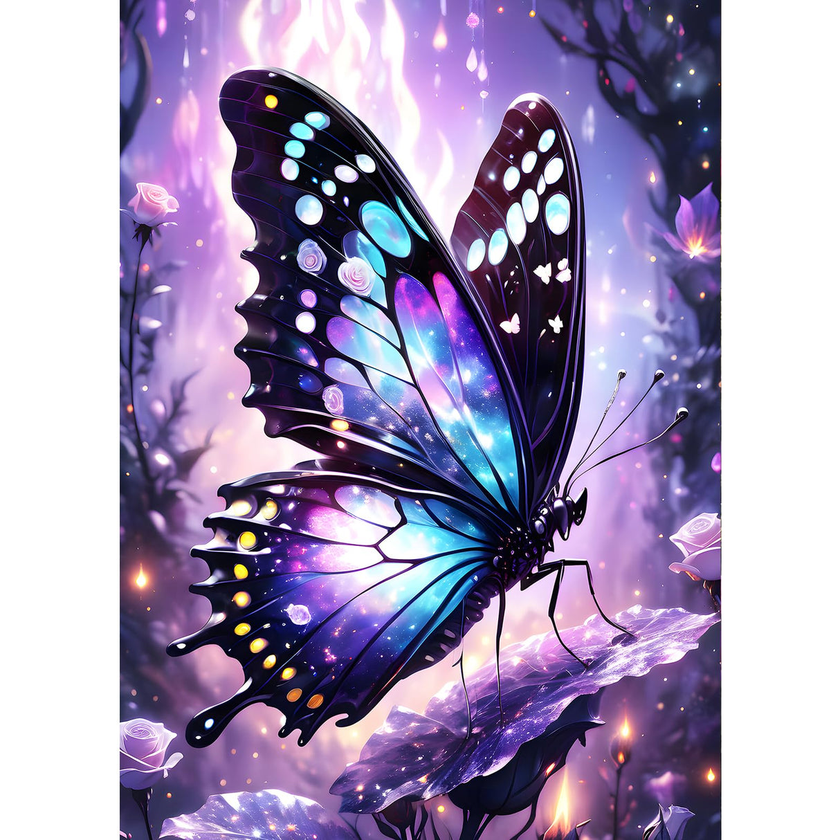 GDYEEH DIY 5D Fantasy Butterfly Diamond Art Kits, Round Full Drill Dreamland Diamond Painting Picture, Flowers Butterfly Painting by Numbers Art Kits for Adults Beginners Home Wall Decor 12x16 inch GDYEEH