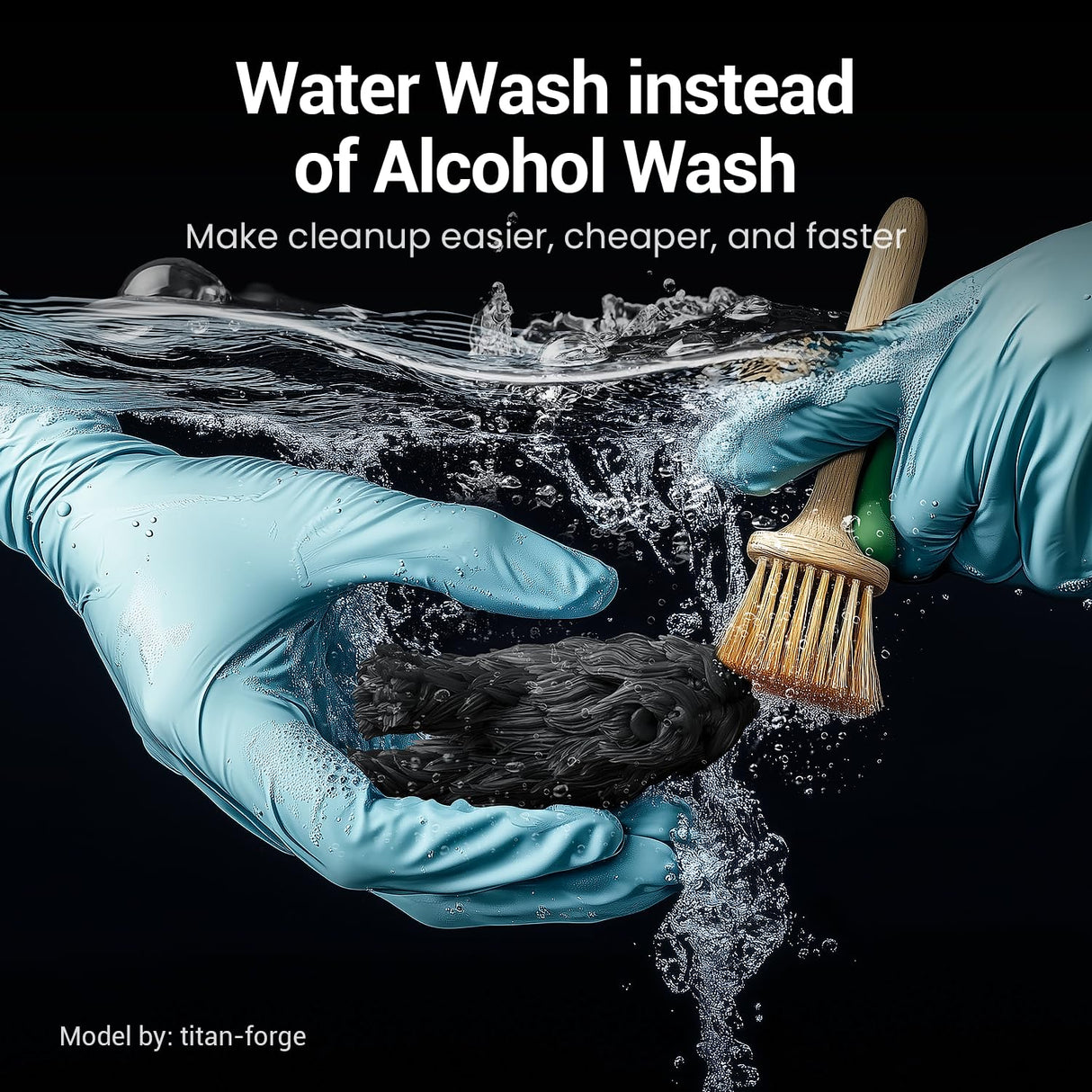 UNIFORMATION Water Washable Resin 2KG Easy to Clean Fast UV Curing 3D Printer Resin Photopolymer Low Viscosity Rapid 3D Resin Liquid with High Precision Suit for SLA/LCD/DLP Printing 2x1KG Black Uniformation