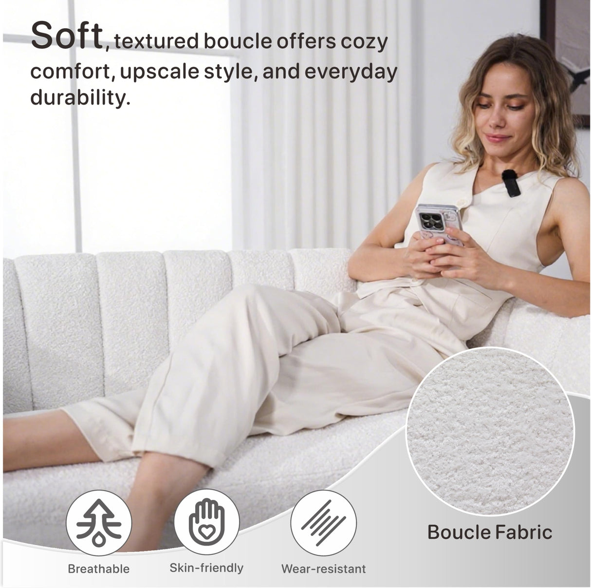 Aortzio 50.2'' Loveseat Sofa, Modern Sherpa Boucle 2-Seater Sofa with Metal Legs, Comfy Upholstered Small Accent Couch for Living Room Bedroom Office (White). Aortzio