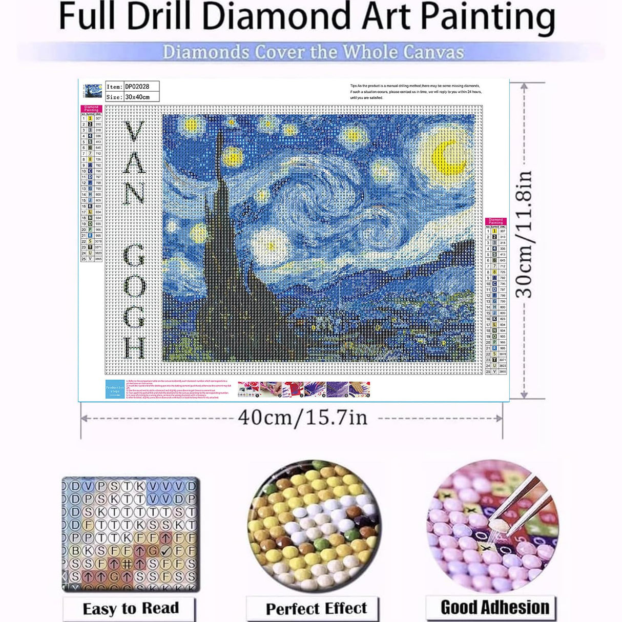 Diamond Art Kits for Adults Beginner- Van Gogh Starry Night DIY Modern Diamond Painting Kits 5D Diamond Dots Gem Art Crafts with Tools- Round Full Drill Funny Crafts for Home Wall Decor&Gift-12x16inch Fairyland JinWenn