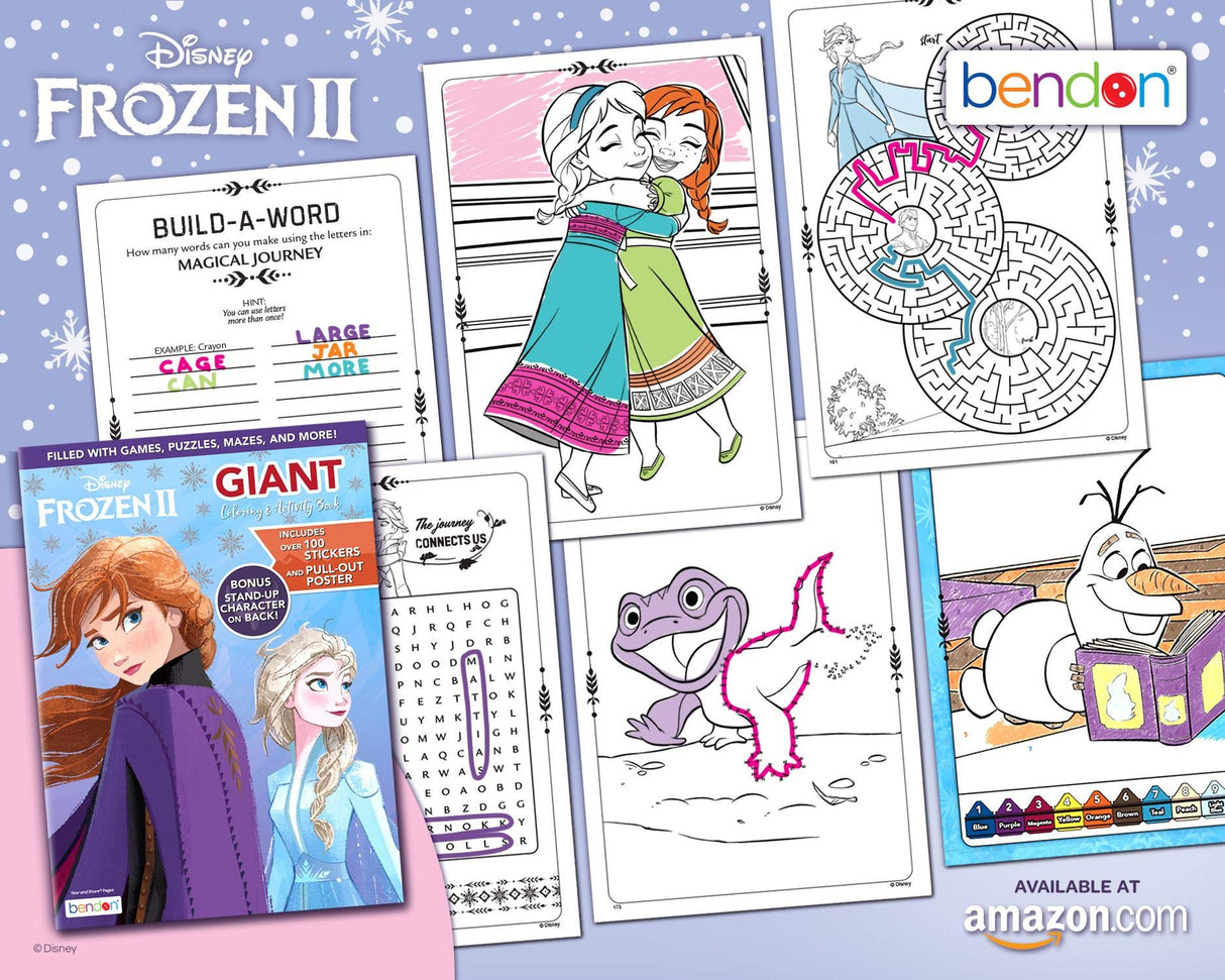 Disney Frozen 2 Elsa and Anna Giant 192-Page Coloring and Activity Book with Over 100 Stickers and a Poster 45820 Bendon Disney