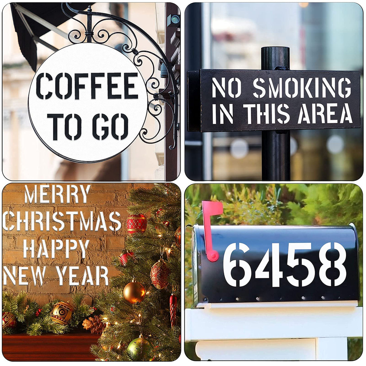 2 Inch Letter Stencils Symbol Numbers Craft Stencils, 42 Pcs Reusable Alphabet Templates Interlocking Stencil Kit for Painting on Wood, Wall, Fabric, Rock, Sign, DIY Art Projects YEAJON