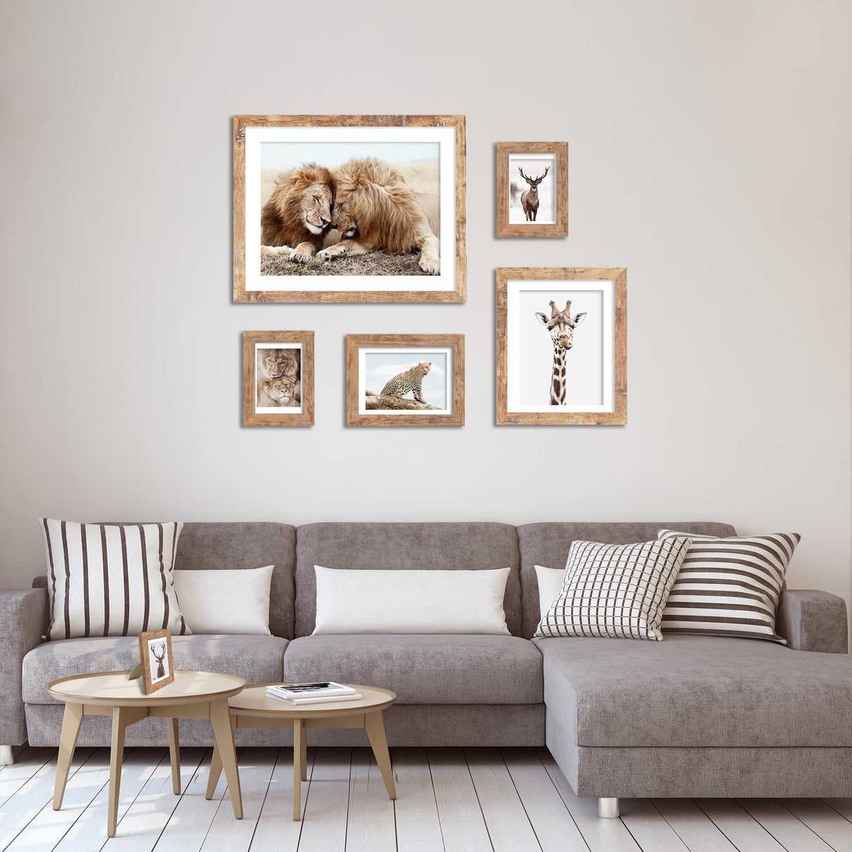 iRahmen 5x7 Picture Frame Set of 2, Rustic Brown Wood with Glass Photo Frame - Display Pictures 4x6 with Mat or 5 x 7 without Mat for Horizontal or Vertical Table top and Wall Mounting iRahmen