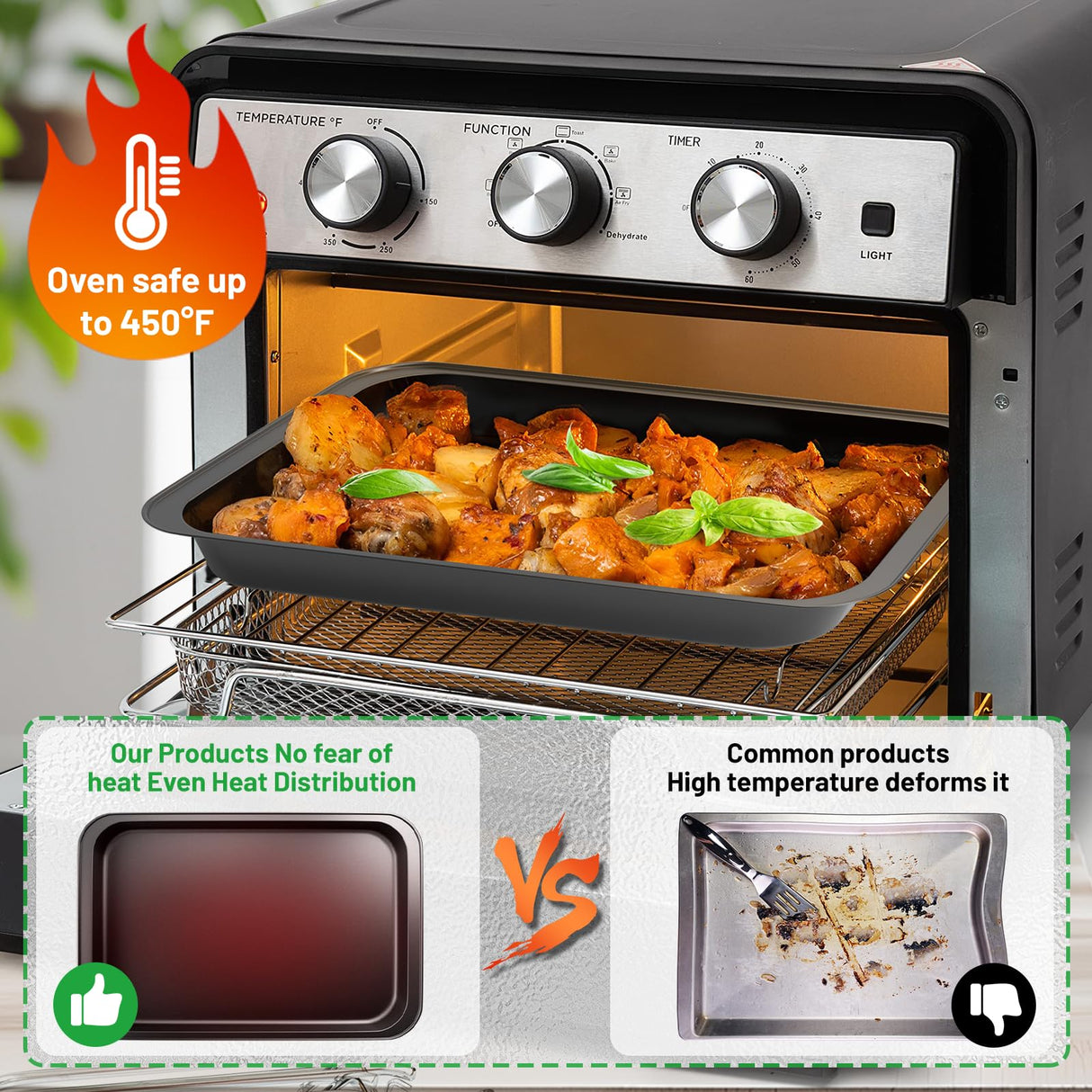 Zapstarz 5 Pieces Baking Pans Set, Nonstick Baking Sheet Tray Oven Pans Bakeware Set, Baking Supplies with Round/Square Cake Pan, Muffin Pan, Loaf Pan, Roast Pan, Stackable Baking Sets for Cooking Zapstarz