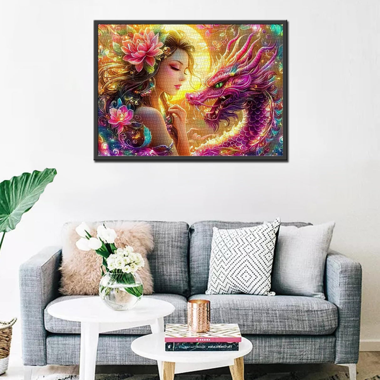 Jigsaw Puzzles 1000 Pieces for Adults-Beautiful Woman with Ornate Pink Dragon Puzzle-Challenging Puzzle Perfect for Game Nights-DIY Home Wall Decor-Sacred Fantasy -Fairy Puzzles Art 27" x 20" Tucocoo