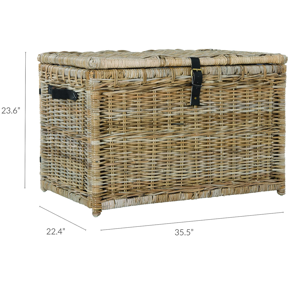 happimess HPM9004B Michael 35" Wicker Storage Trunk, Collapsible for flat storage, Rattan-Kubusoft Gray, Coastal for Office, Dorm Room-LivingRoom, Bedroom, Dining Room, Natural happimess