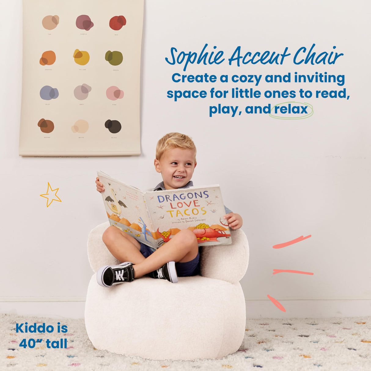 ECR4Kids Sophie Accent Chair, Kids Furniture, White ECR4Kids