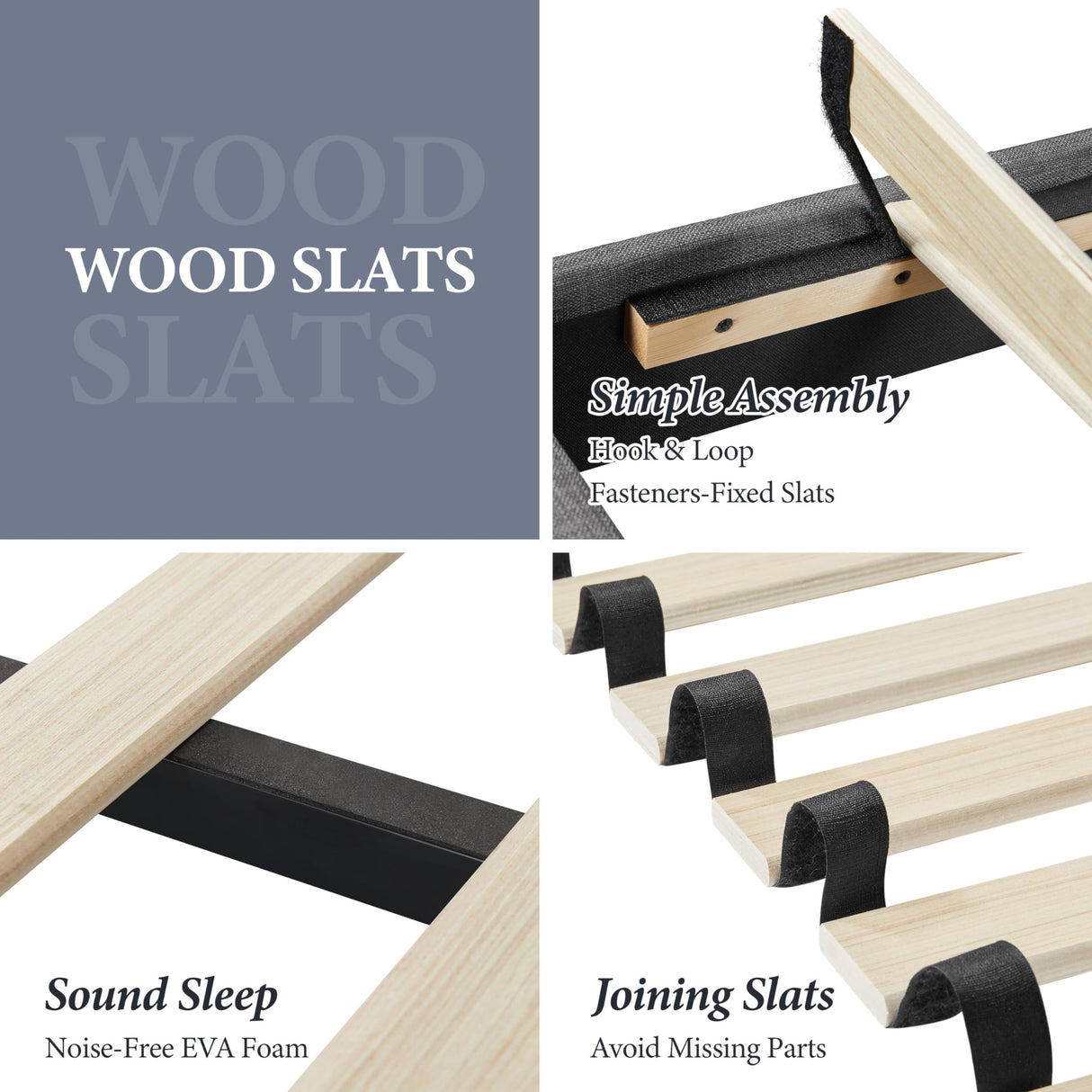 Yaheetech Upholstered Full Size Bed Frame with Wing Headboard & Wooden Slats - Dark Gray Yaheetech