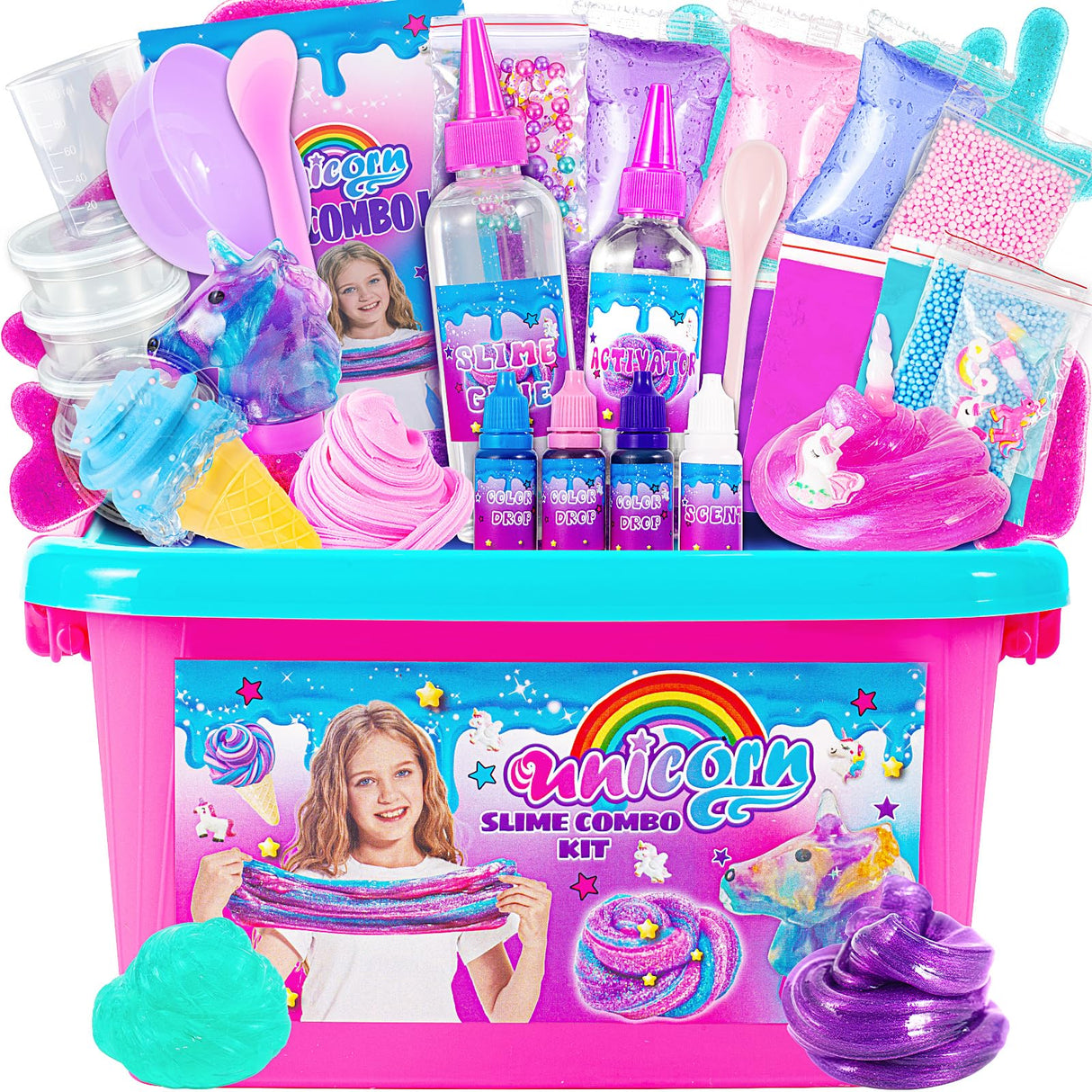 ZOnFRTO Mini Unicorn Slime Kit for Girls - Glimmer Crunchy, Butter, and Galaxy Slime for Kids 6-12 - Party Favors for Children ZOnFRTO
