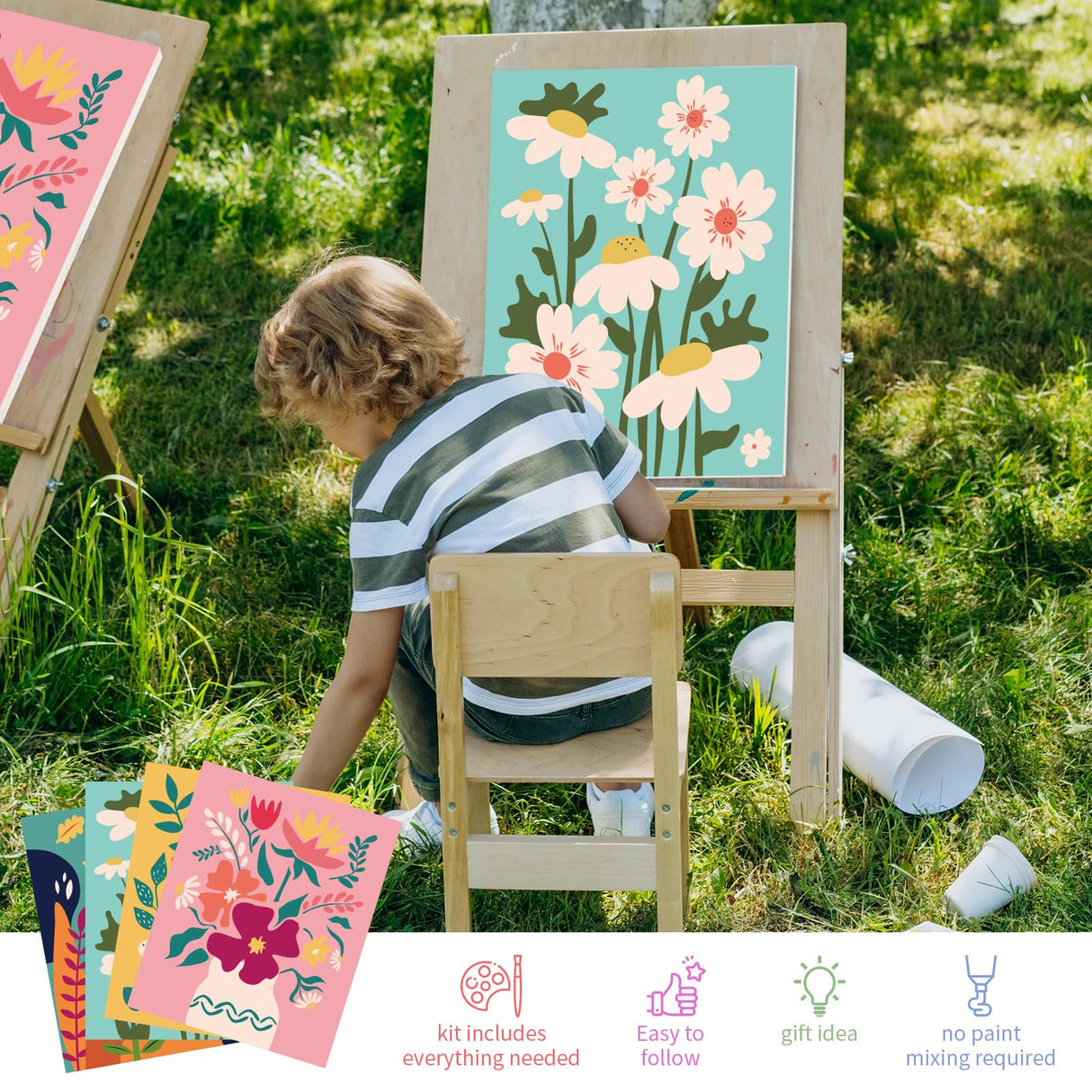 goldentime Framed Paint by Numbers for Adults and Kids Ages 8-12 - Easy to Paint by Number for Beginners, Flower Canvas Painting Kits Perfect for Gift Home Wall Decor 8 * 10inch goldentime