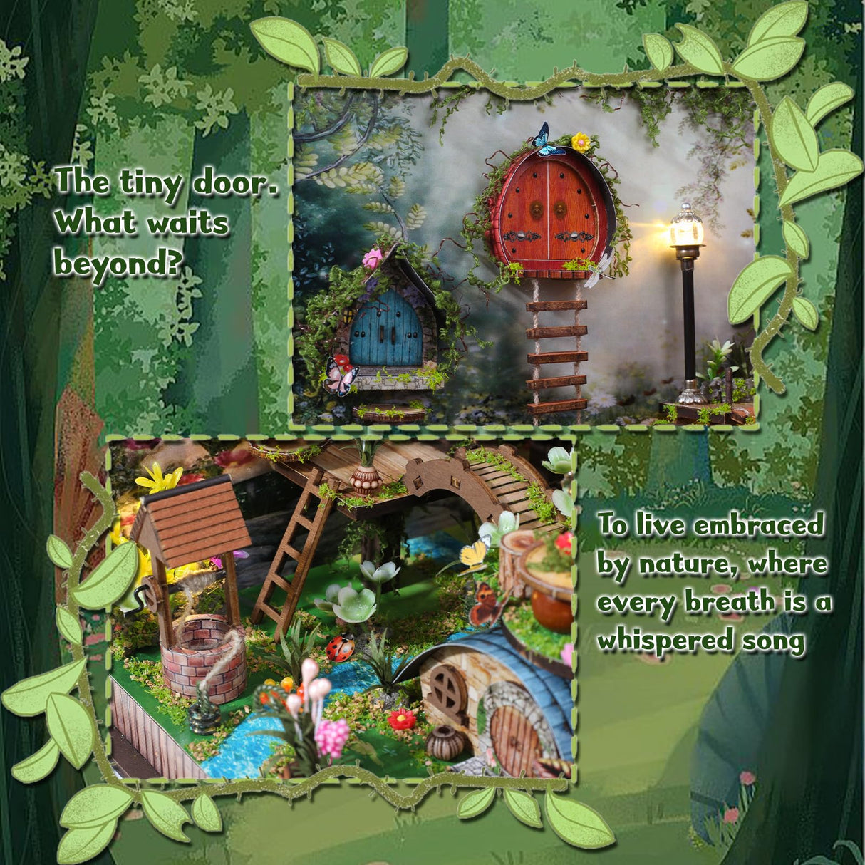 DIY Miniature House Kit, Forest Book Nook Kit with Music, 3D Wooden Puzzles for Adults, Dollhouse Kit with LED Light, Mini Building Kit, Craft Kit for Adults Teen to Build (Forest Garden) ANTREATU