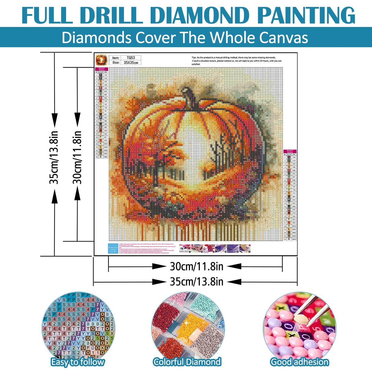 Pumpkin Leaf Tree Diamond Art Kits for Adults, 5D Autumn Diamond Painting Kits for Adults Beginners, DIY Full Round Drill Diamond Dot Painting Gem Art Kits for Adult, Home Wall Decor 13.8x13.8 Inch VCLKDIY