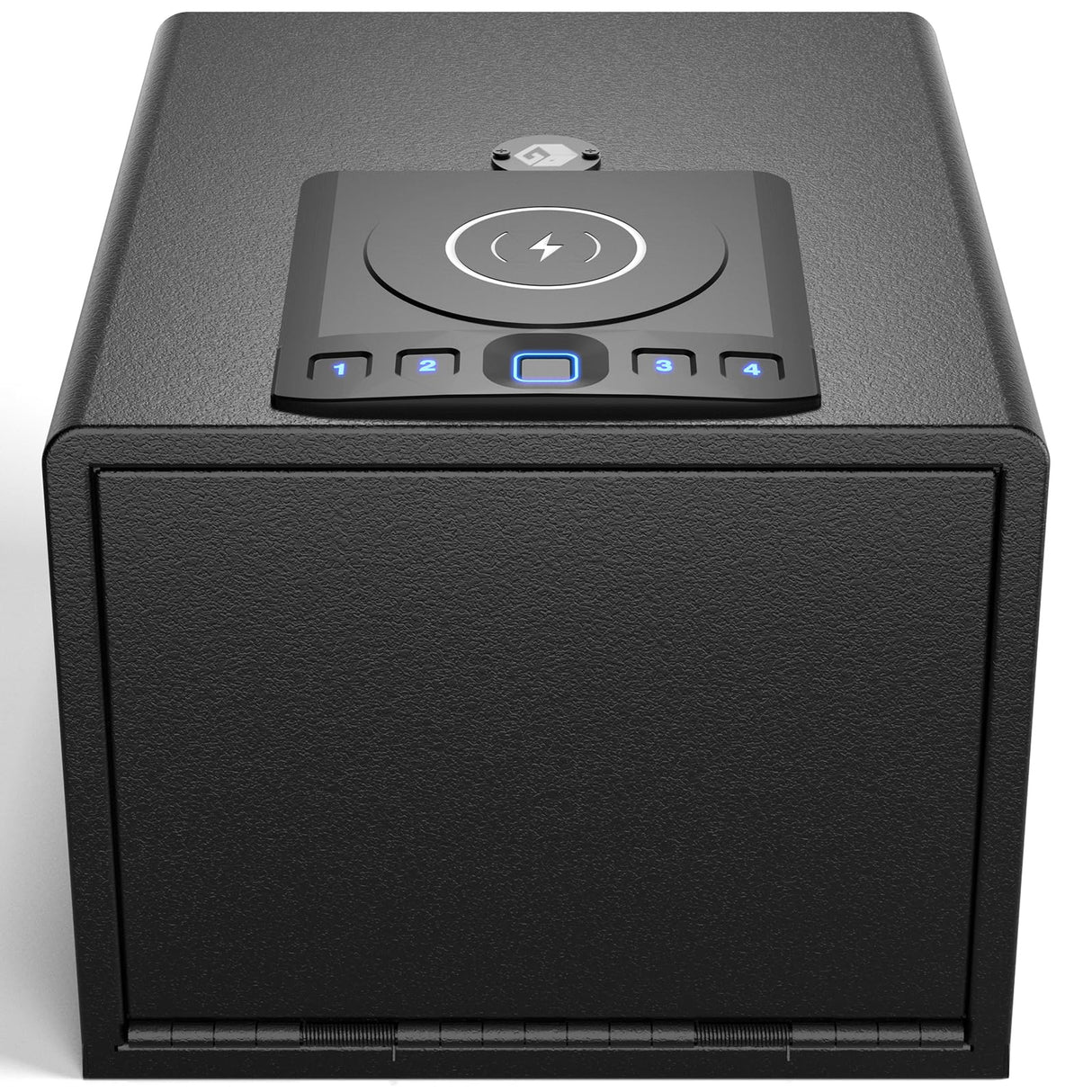 Grimtron Biometric Gun Safe for Handgun with Wireless Charging,Pistol Safe Quick Access Auto Open, Silent Mode and Adapter Nightstand Pistol-Safe up to 4 pstols (Black) Grimtron