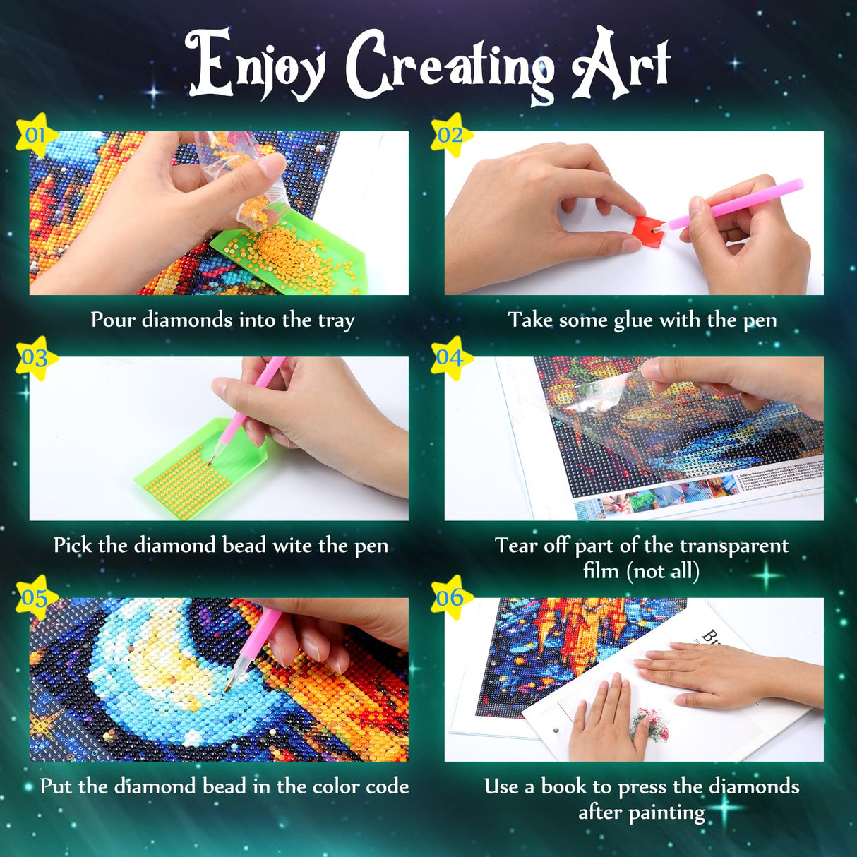 EATUKYIC 5D Fairy Diamond Painting Kits for Adults Fairy with Moon Full Drill Diamond Dots Paintings Fairy Round Paint with Diamonds Pictures Gem Art Painting Kits DIY Crafts Kits 12x16 inch EATUKYIC