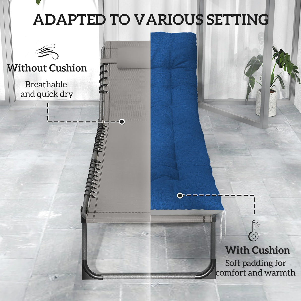 Outsunny Chaise Lounge Chair Outdoor Set of 2, 5-Position Adjustable Outdoor Pool Lounge Chairs, Folding Tanning Chair Beach Lounger with Cushion, Headrest, Side Pocket for Patio, Yard, Brown/Blue Outsunny