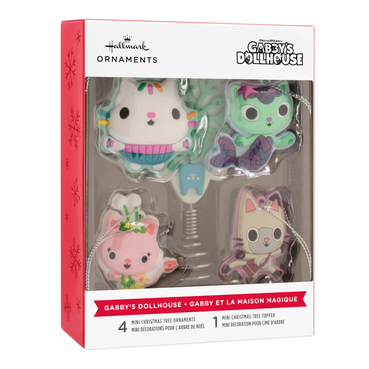 Hallmark DreamWorks Animation Gabby's Dollhouse Mini Christmas Tree Topper and Ornaments, Set of 5 Hallmark