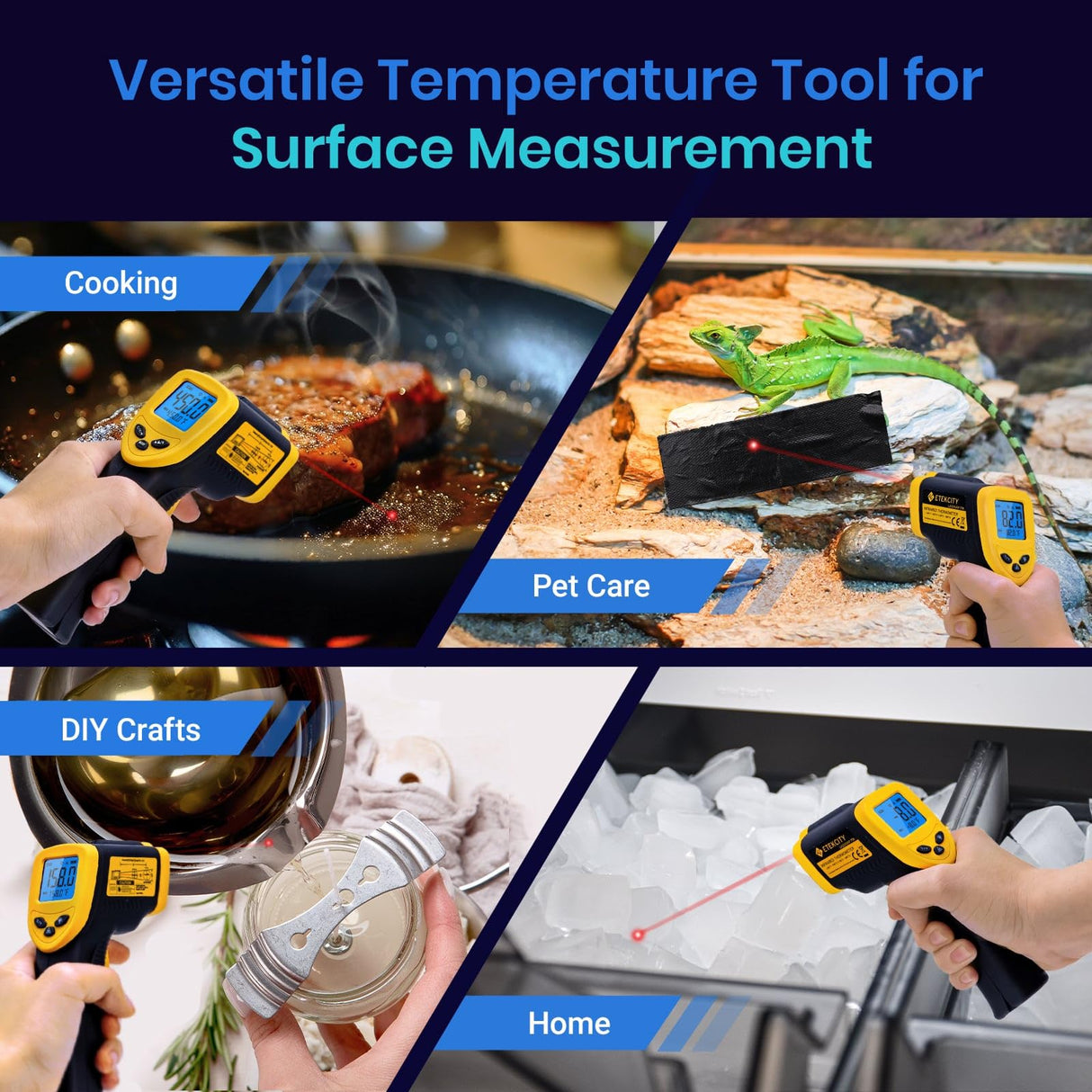 Etekcity Infrared Thermometer Temperature Gun 1080, -58ยฐF to 1130ยฐF for Meat Food Pizza Oven Griddle Accessories, Heat Gun for Cooking, Kitchen, Fridge, Reptile,BBQ Etekcity