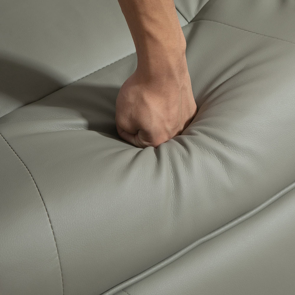 HOMCOM Faux Leather Manual Recliner, Adjustable Swivel Lounge Chair with Footrest, Armrest and Wrapped Wood Base for Living Room, Gray HOMCOM