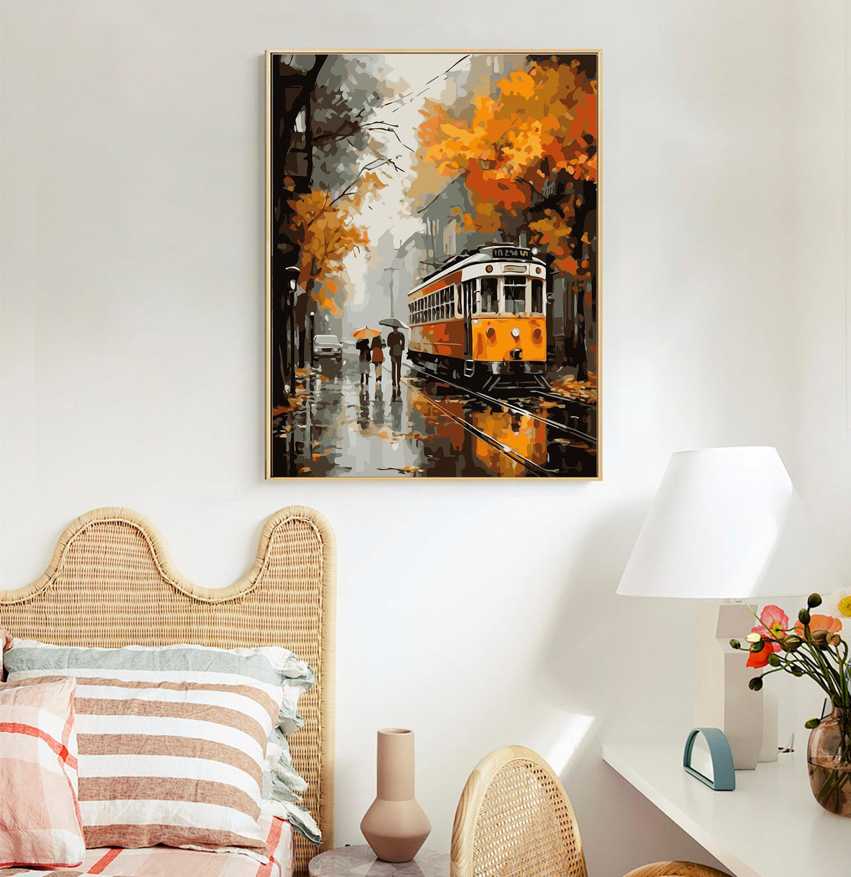 Paint by Numbers Kit for Adults- Fall Maple Tree Adult Paint by Number Kits on Canvas for Beginners, Tramway DIY Acrylic Oil Number Painting Kits for Home Wall Decor Gift 16"x 20" (without Frame) Offito