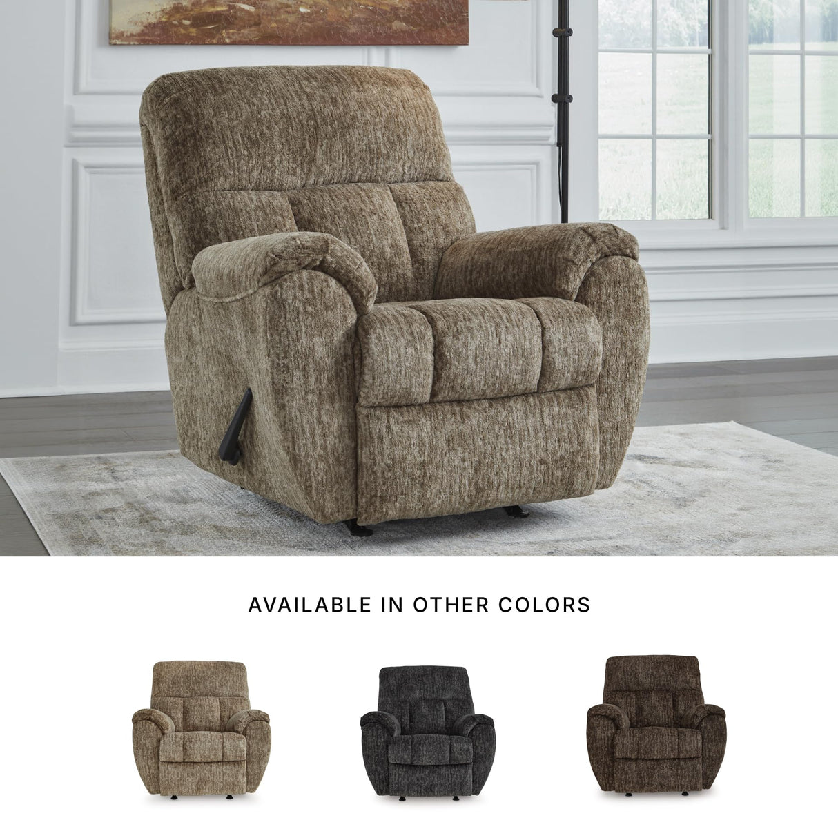 Signature Design by Ashley Rampant Casual Manual Rocker Recliner with Pillow-Top Arms, Light Brown Signature Design by Ashley