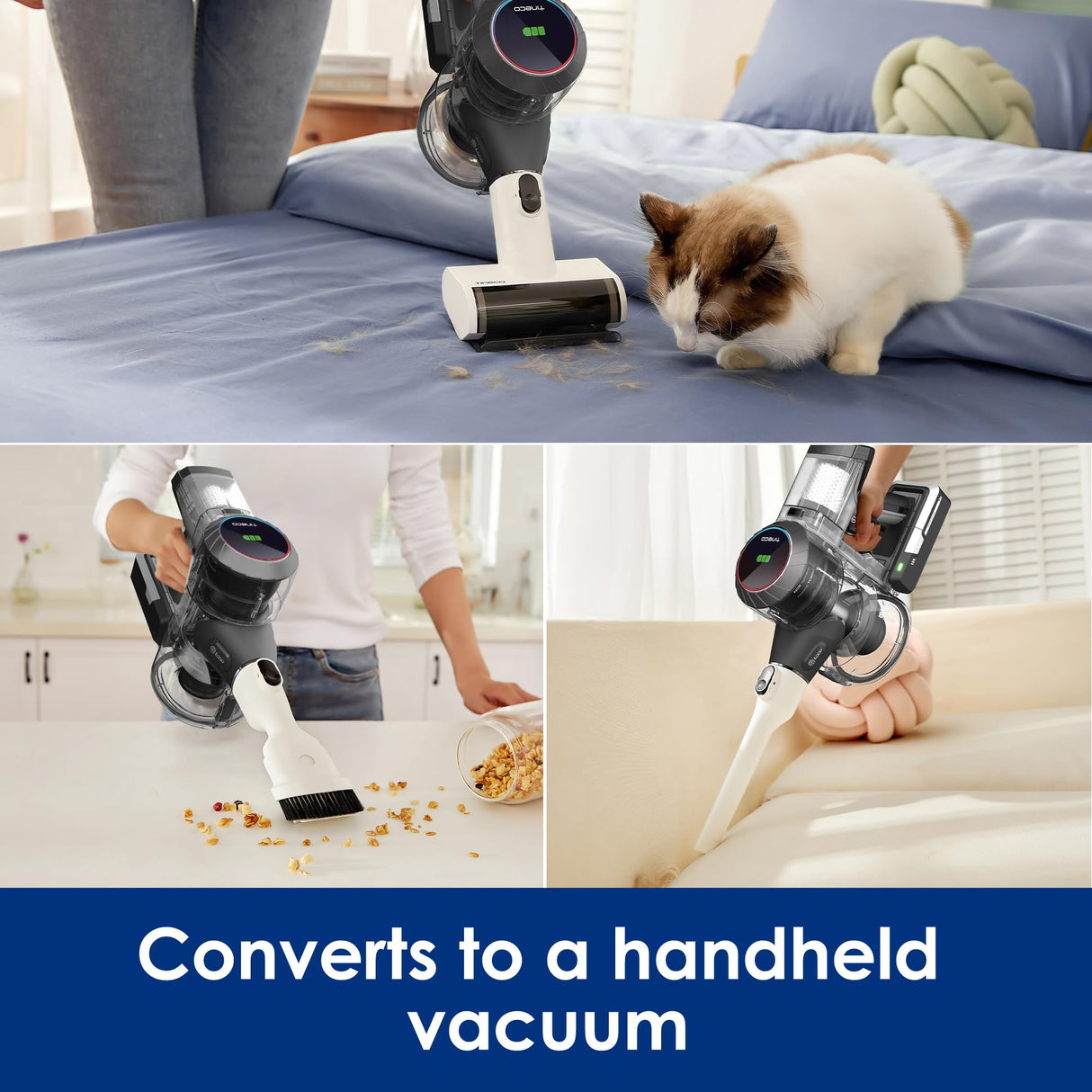 Tineco Pure ONE S11 Cordless Vacuum Cleaner, Smart Stick Handheld Vacuum Strong Suction & Lightweight, Cordless Handheld Vacuum Deep Clean Hair, Hard Floor, Carpet, Car (Pure ONE S11 Grey) Tineco