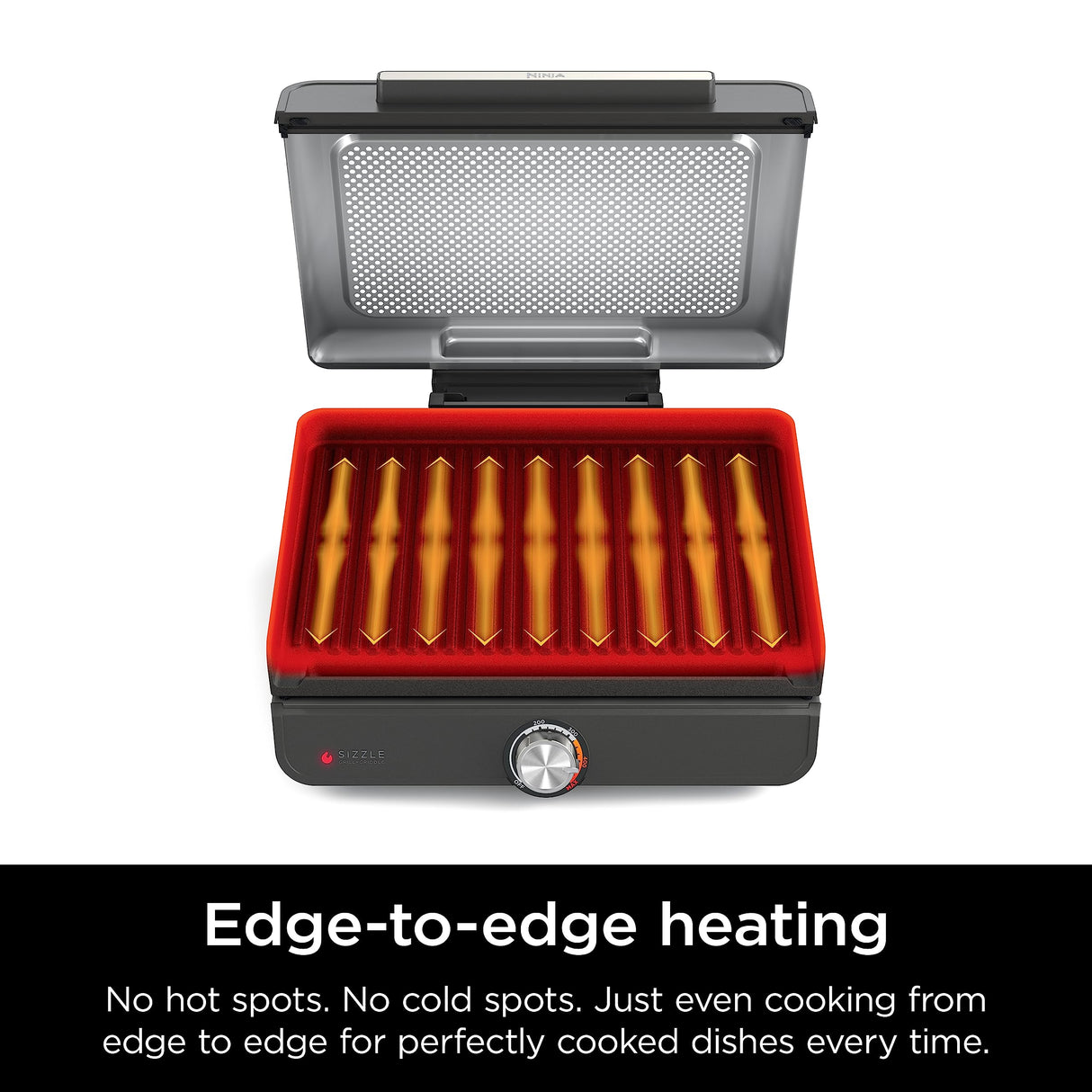 Ninja Griddle and Indoor Grill, 14’’, Electric Grill, For Steak, Burgers, Salmon, Veggies, and More, Pancake Griddle, Nonstick, Dishwasher Safe, 500F, Even Cooking, Silver, GR101 Ninja