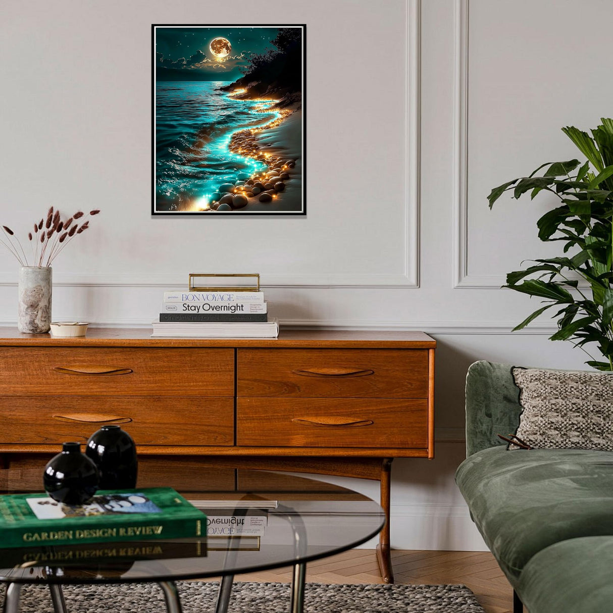 Hutarosl Moonlight Beach Paint by Number Canvas for Adults-Moonlight Paint by Numbers Kit for Adults,Beach Paint by Number Adult,Canvas Paint by Numbers for Adult for Gifts Home Decor 16x20in Hutarosl