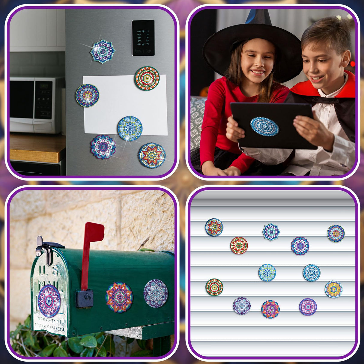 Zonon 12 Pcs Refrigerator Diamond Painting Magnets Easy Diamond Art Painting Magnetic Stickers Kits Fridge Magnets for Adults DIY Home Decors(Classic Mandala) Zonon