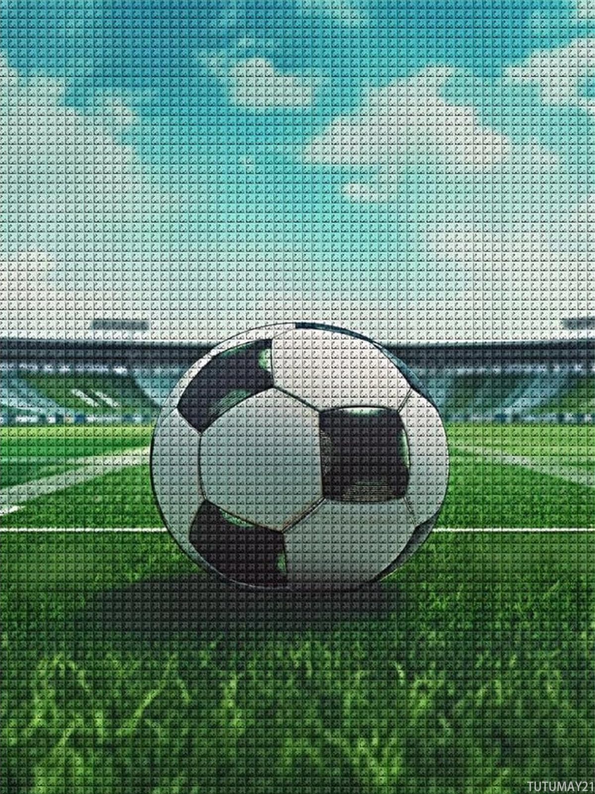 TUTUMAY21 Football Field Soccer Round Diamond Painting Kits for Adults Full Drill Art Picture for Home Wall Decoration Gifts 12x16in TUTUMAY21