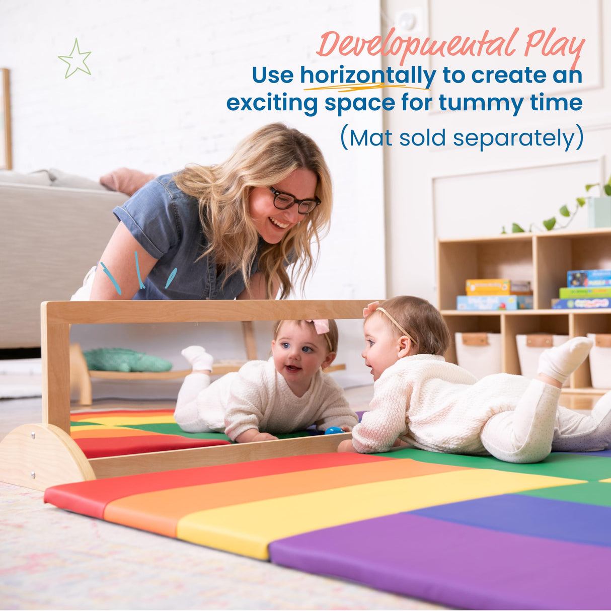 ECR4Kids Toddler Single-Sided Bi-Directional Mirror, Kids Furniture, Natural ECR4Kids