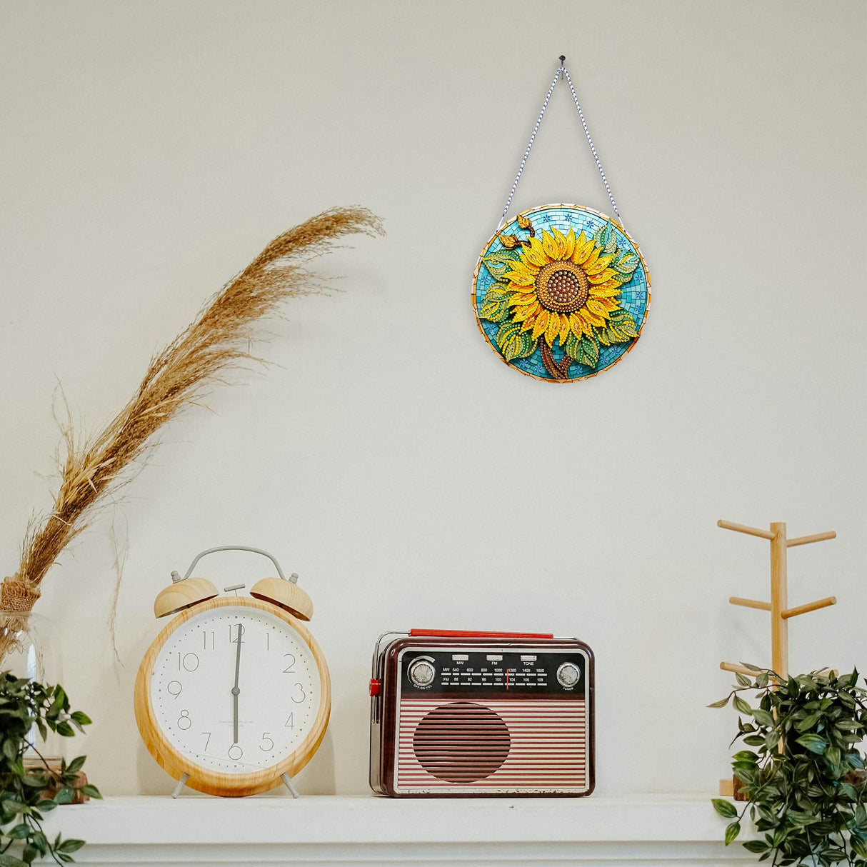 Nivvey DIY Hanging Diamonds Painting Pendant Kit Sunflower, 7.4x7.4inch Gem Painting Board Art Kit Ornament, Special Crystal Diamond Craft Box Kit, Yellow Nivvey