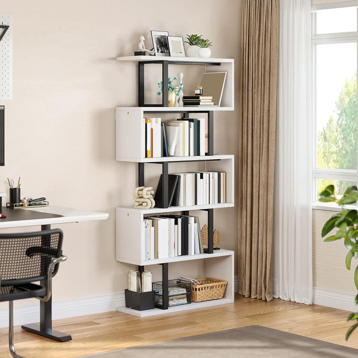 YITAHOME Tall Bookshelf Modern Book Shelf 6 Tier Bookcase, Open Display Storage Rack Shelves for Living Room/Bedroom/Home/Office/Kitchen, White YITAHOME