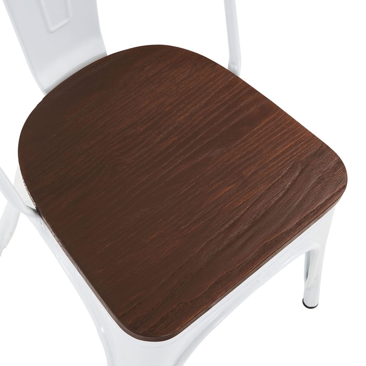 Nazhura Metal Dining Chair Farmhouse Tolix Style for Kitchen Dining Room Café Restaurant Bistro Patio, 18 Inch, Stackable, Waterproof Indoor/Outdoor (Sets of 4) (White with Wood Padding) Nazhura