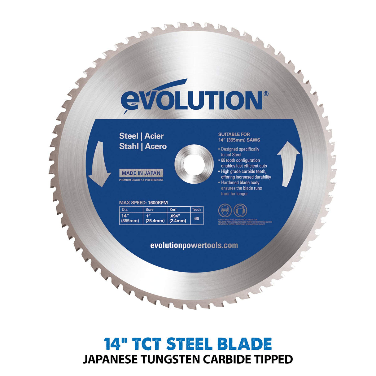 Evolution S355CPSL – Heavy Duty 14 Inch Metal Cutting Chop Saw W/ 14 Inch Carbide-Tipped Blade | Dry Cut Saw | Miter Saw 45° | Chop Saw For Cutting Metal – Accurate. Powerful. Reliable Evolution