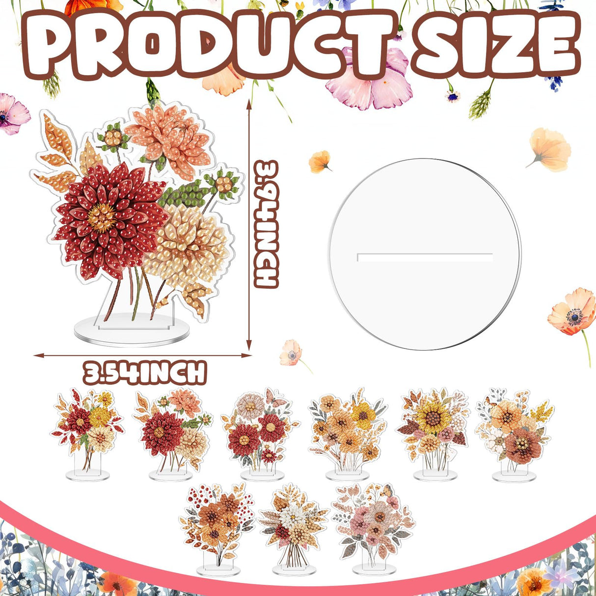 Kosiz 9 Pcs Thanksgiving Diamond Painting Tabletop Decorations Fall Wildflower Diamond Art Kits for Adults Double Sided Acrylic Flower Centerpiece for Tables DIY Crafts Party Decor Thanksgiving Gifts Kosiz