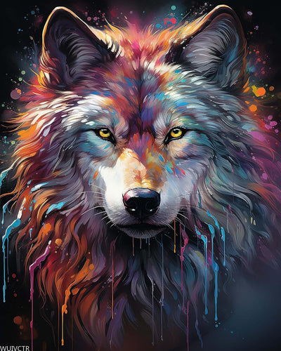 Paint by Numbers Wolf for Adults, Acrylic Oil Painting by Numbers Kits for Beginner with Paintbrushes Brushes Paintwork Art Canvas for Home Decor 16x20 inch / 40x50 cm
