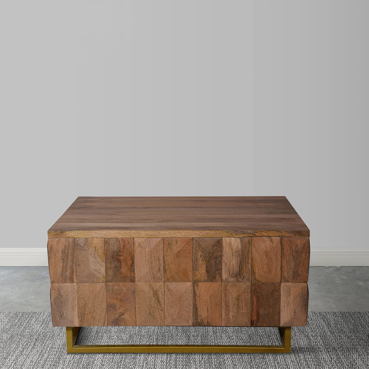 The Urban Port 33-Inch Lift Top Storage Trunk Coffee Table, Square, Mango Wood, Natural Brown TUP THE URBAN PORT