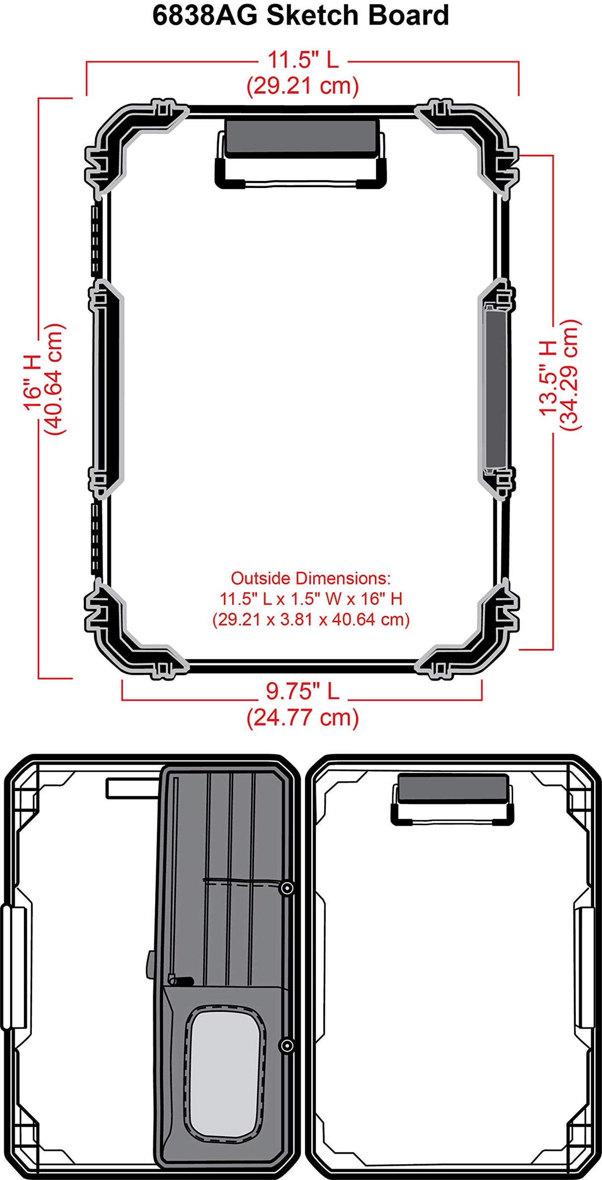 ArtBin 6838AG Sketch Board, Portable Drawing Surface with Internal Art & Craft Storage, Grey ArtBin