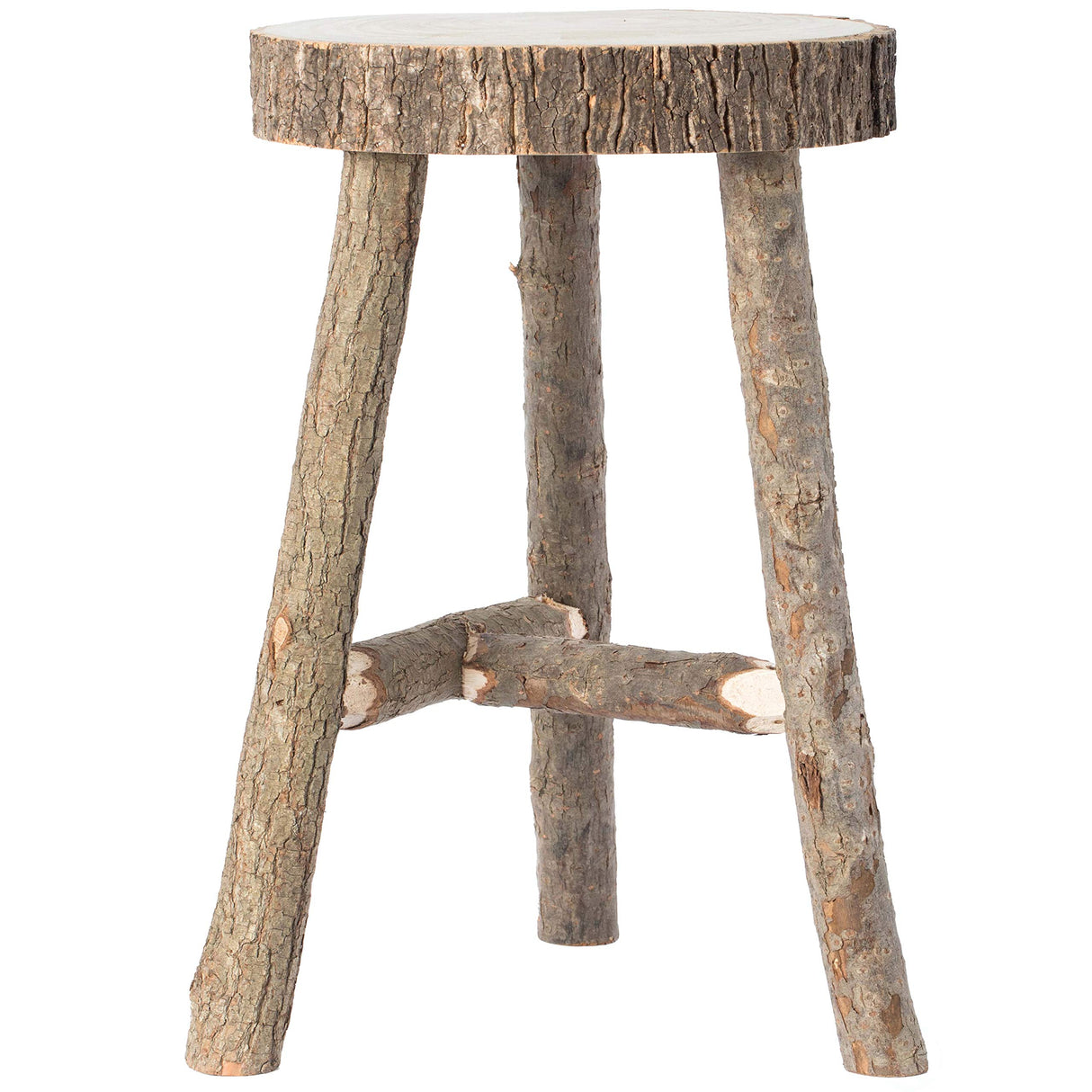 Decorative Antique Log Cabin Natural Wooden Accent Stool Side Table Vintiquewise