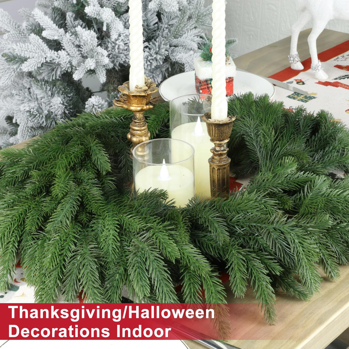 22 Inch Real Touch Christmas Wreath, Natural Droopy,Soft Bendable Winter Wreaths for Front Door, Christmas Wreath for Door, Thanksgiving Wreath, Christmas Greenery Christmas Decorations Outside LZNPA