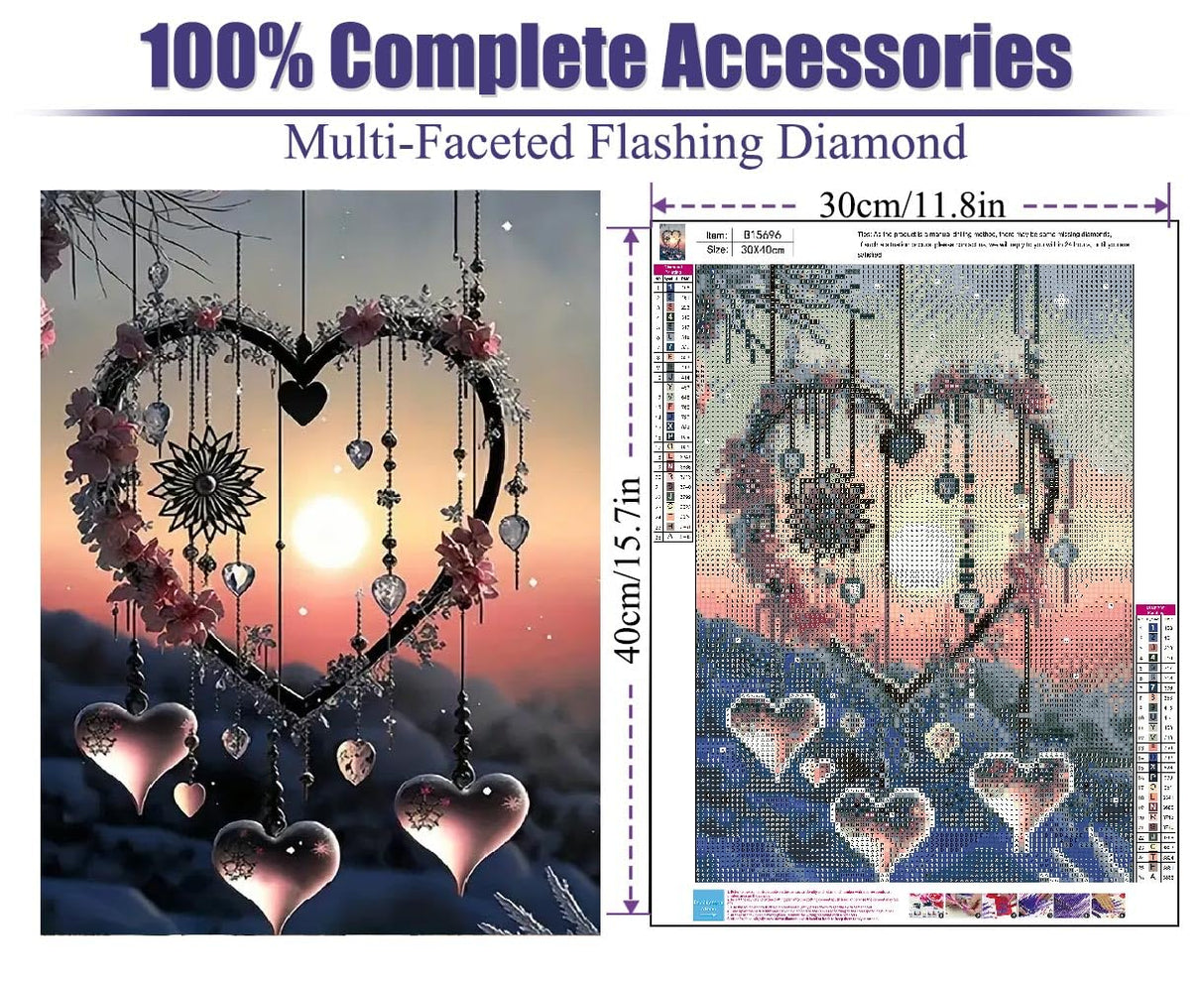 STGLCR Wind Chimes 5D Diamond Painting Kits for Adults, Love Diamond Art Kits for Beginners,DIY Full Drill Sunset Paint by Diamonds with Painting Kit for Crafts Adults Home Wall Decor 16 X 12inch STGLCR